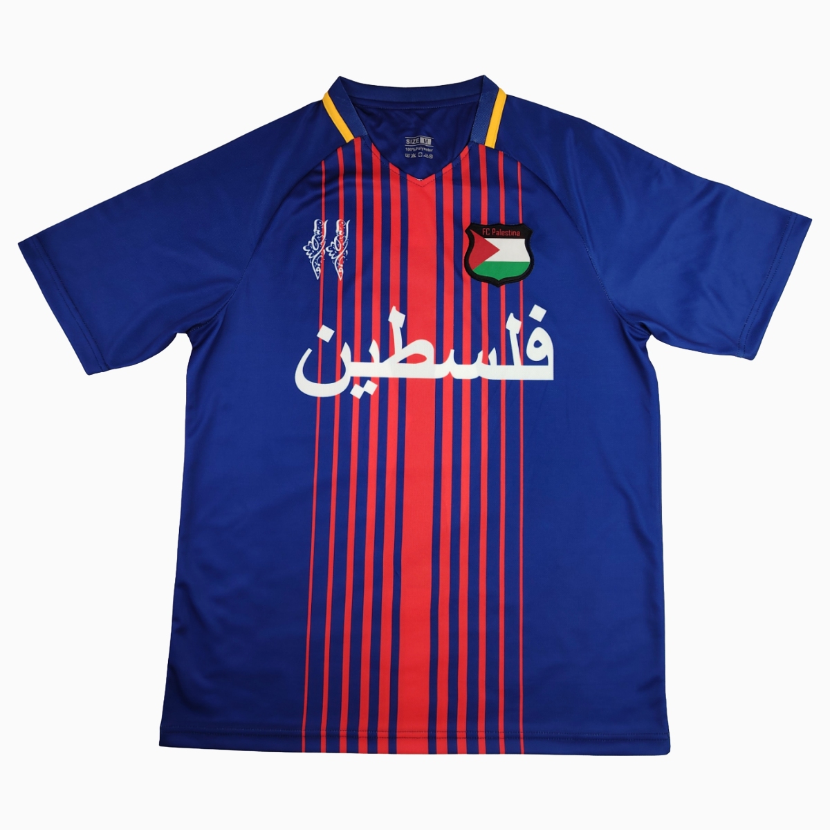 FC Palestina 24-25 Blue and Red Striped Jersey with Arabic and Pattern - ReplicasJersey