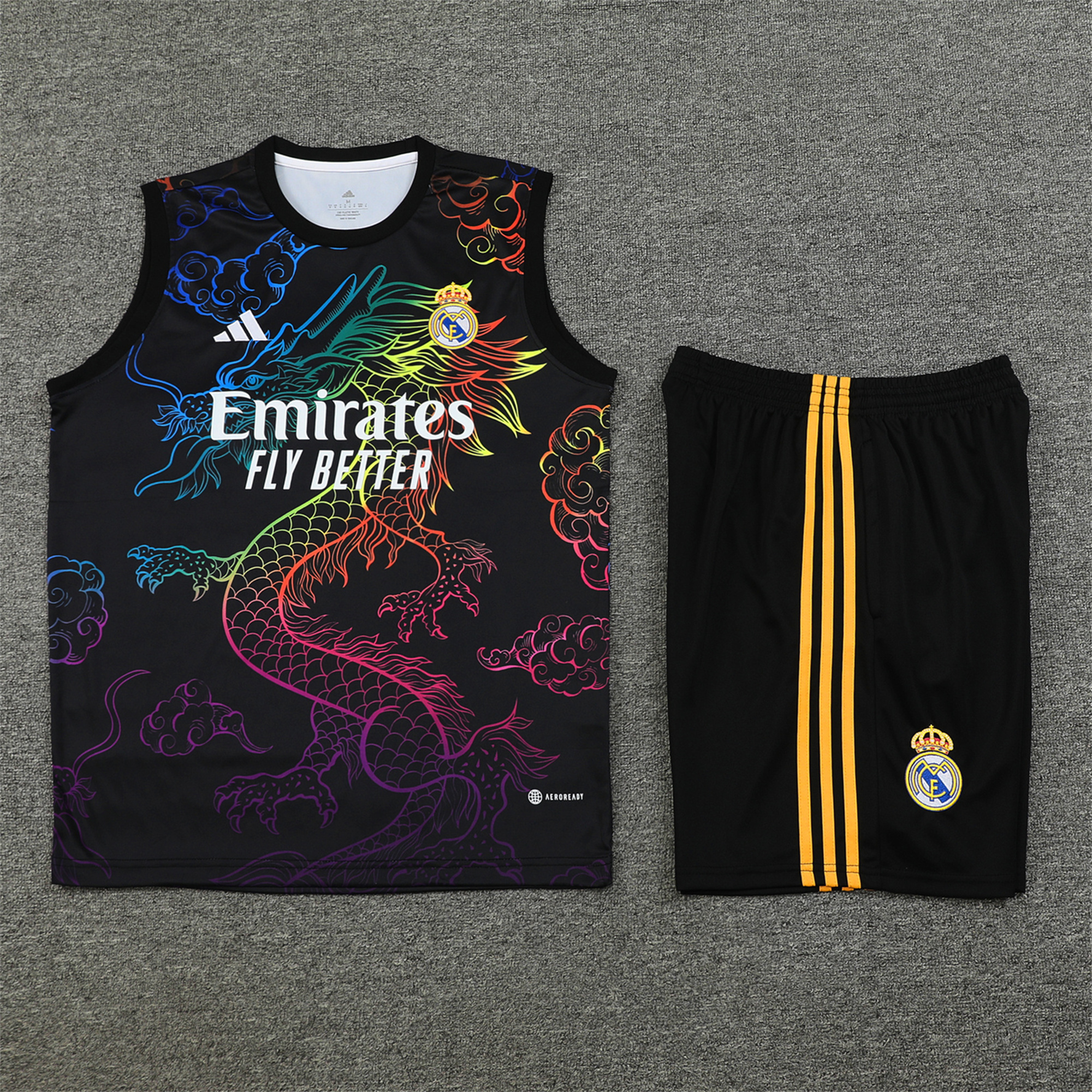 Real Madrid 24-25 Vest Training Set - Black Dragon - ReplicasJersey