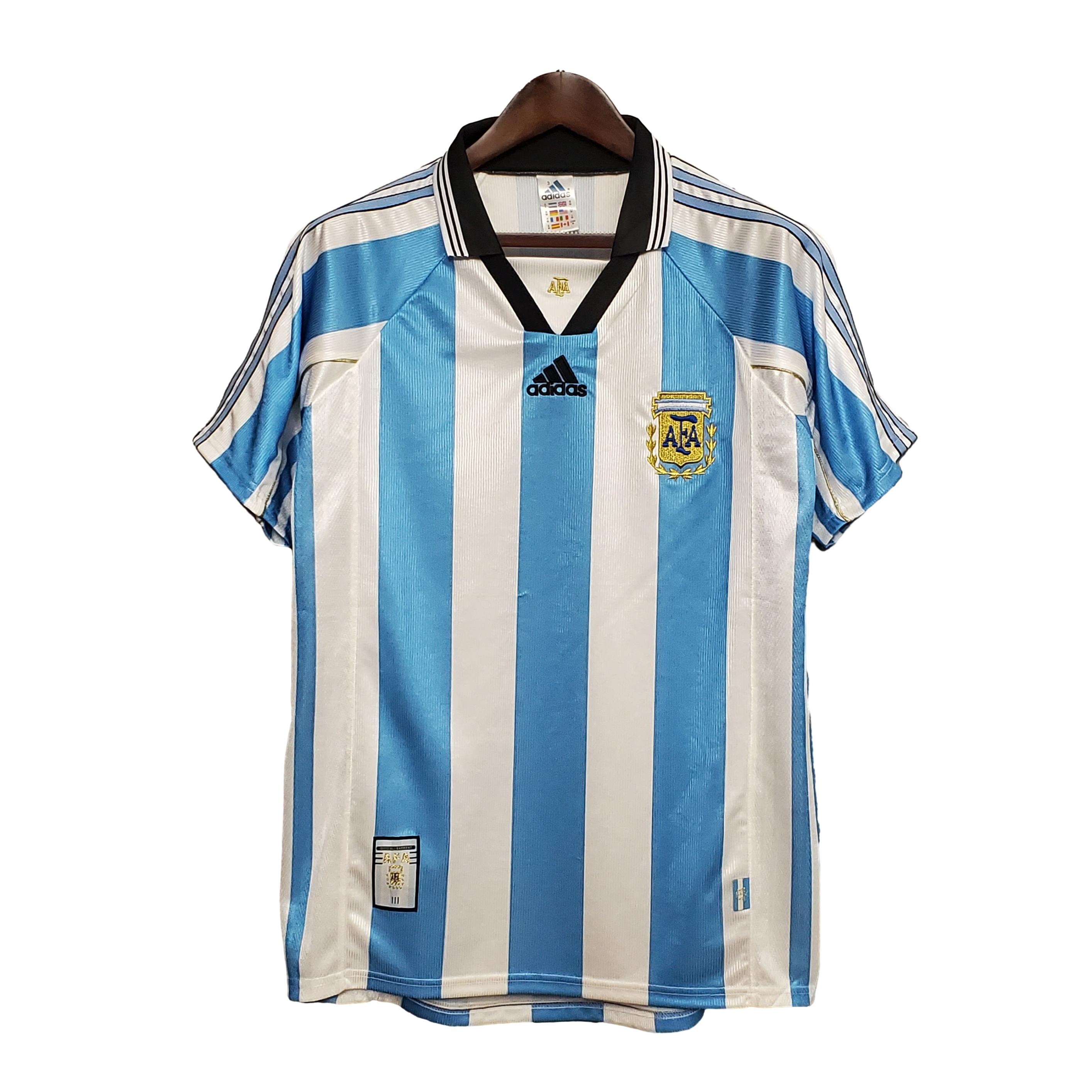 Retro Argentina 1998 Home Stadium Jersey - ReplicasJersey