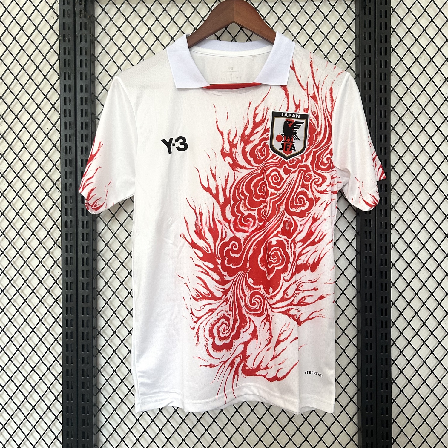 Japan 25-26 Y3 Red Auspicious Cloud Pattern White Jersey - Fans Version - ReplicasJersey