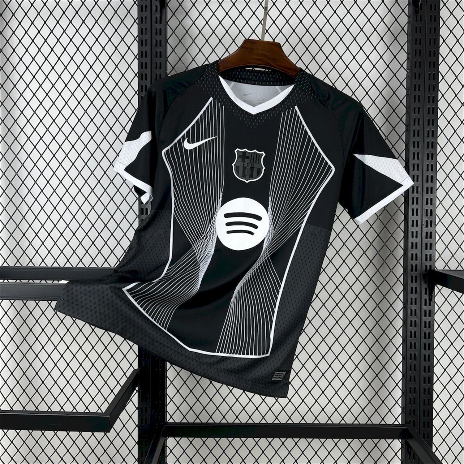 B.A.R.S.A 25-26 T90 White Lines Black Jersey - Fans Version - ReplicasJersey