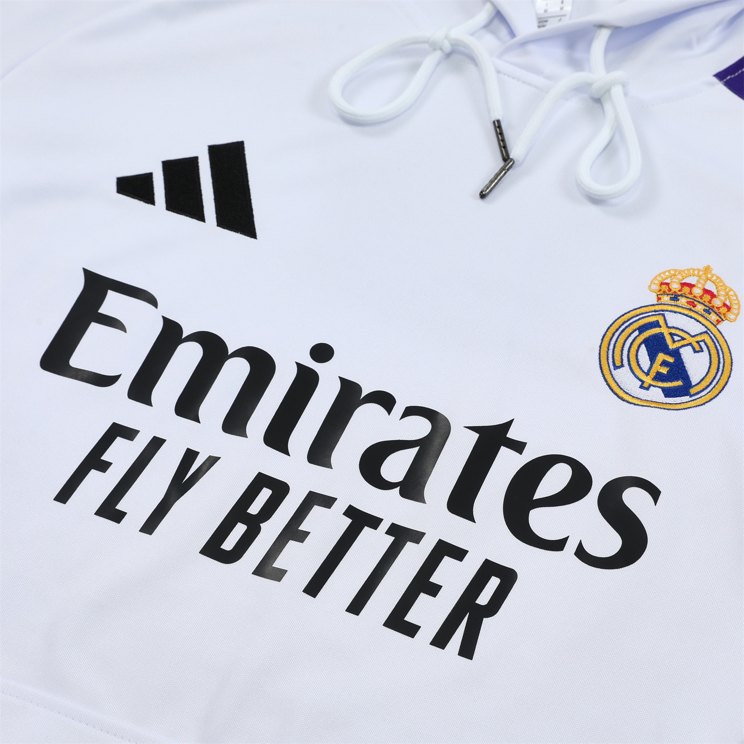 Real Madrid 24-25 Training Hoodie Set - White Hoodie and Black Pants - ReplicasJersey
