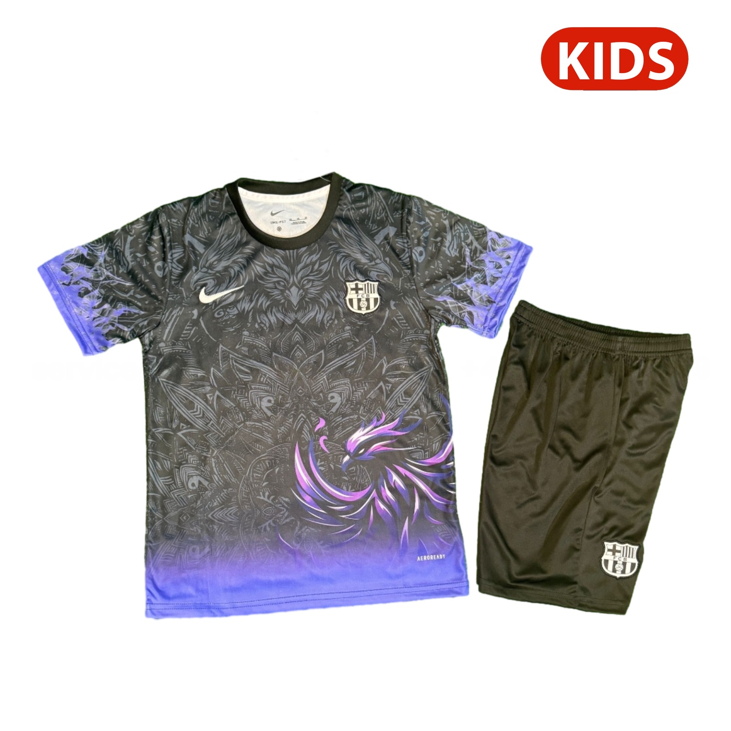 B.A.R.S.A 25-26 Purple Bird Black Special Kids Kit - ReplicasJersey