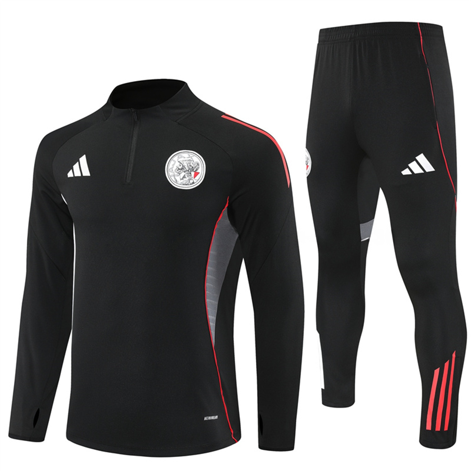 Ajax 25-26 Long Sleeve Training Set - Black Top and Black Pants - ReplicasJersey