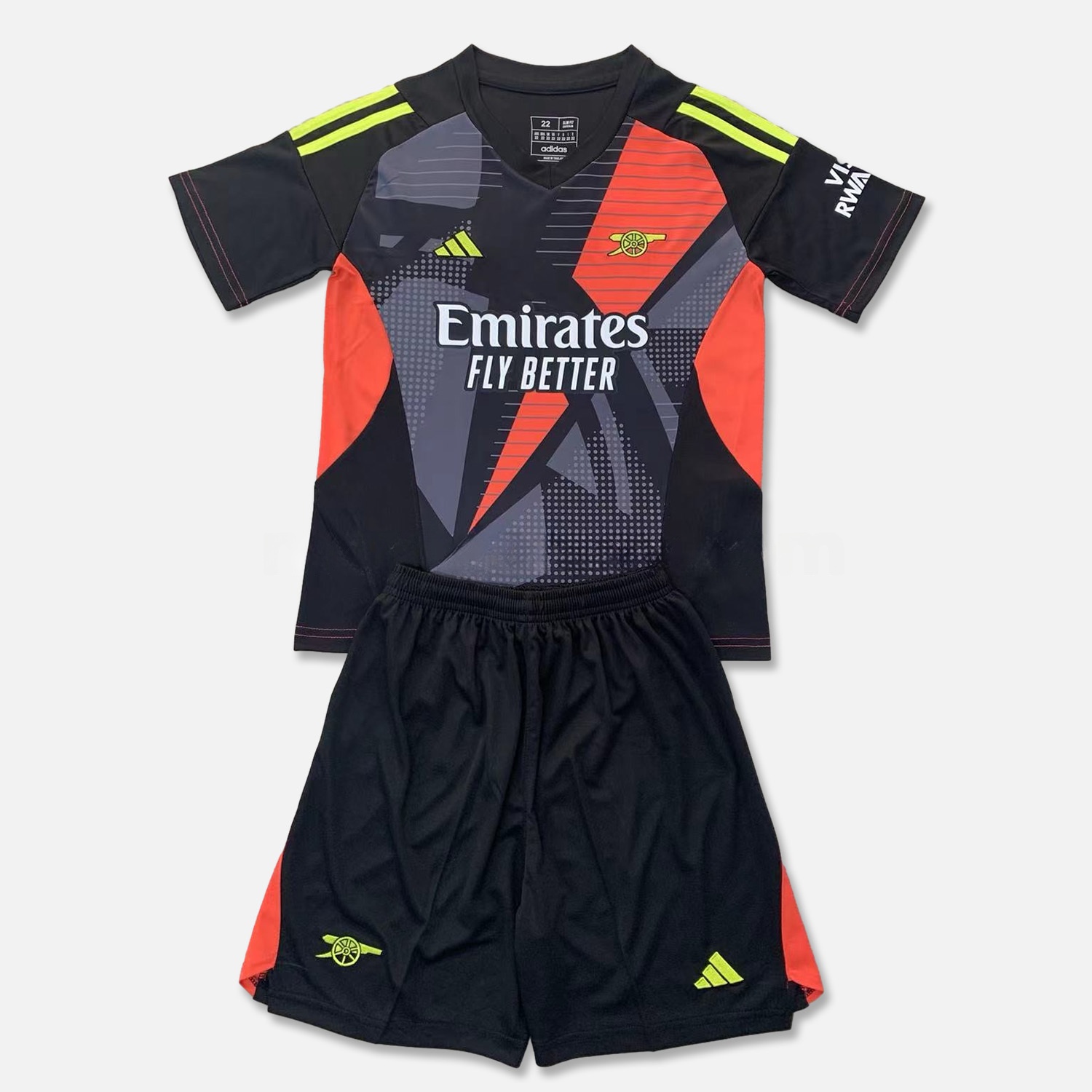 Arsenal 24-25 Black Goalkeeper Men's Adult Jersey Set - Fans Version - ReplicasJersey