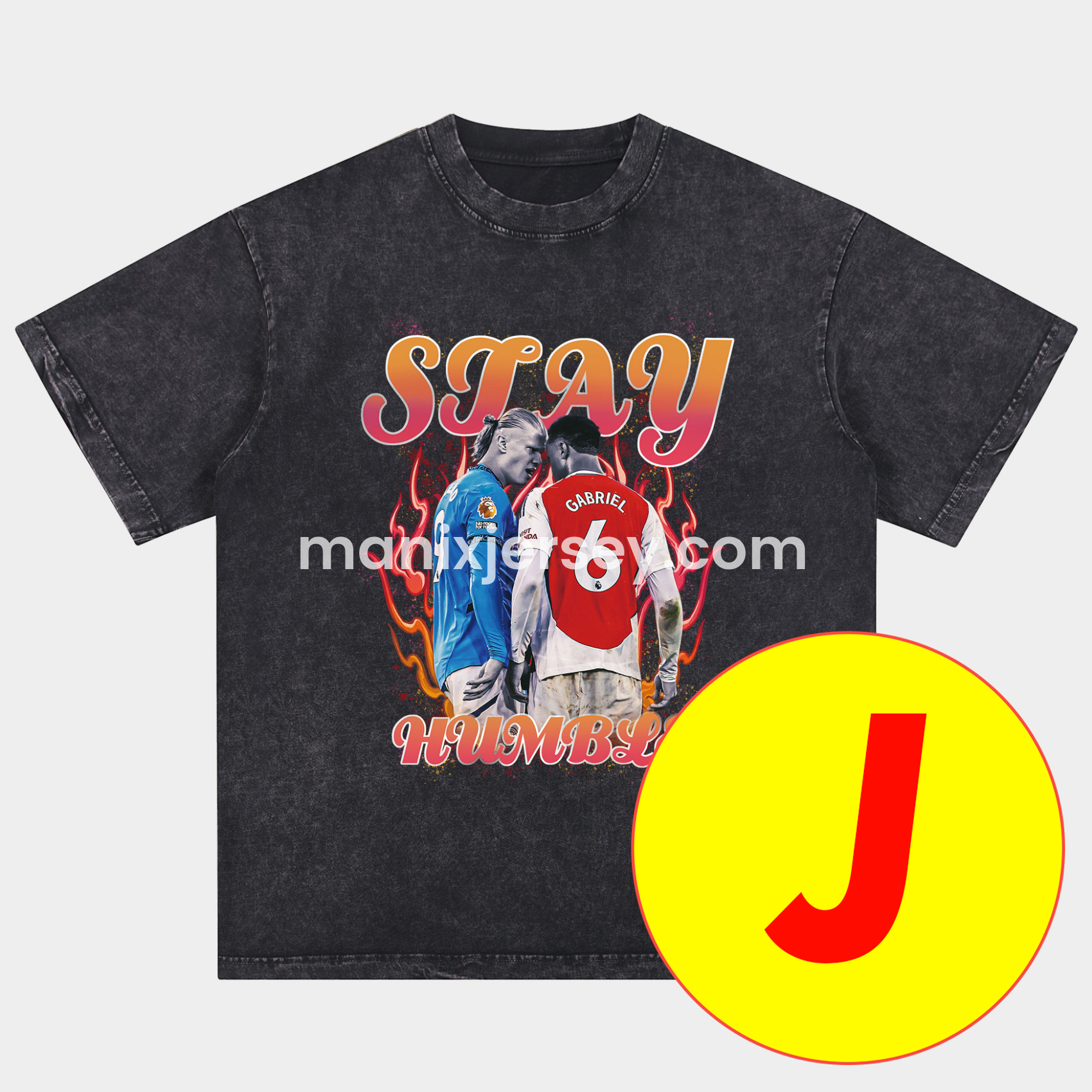 Arsenal Henry Wenger Saka Gunners Oversized Washed T-Shirt - ReplicasJersey