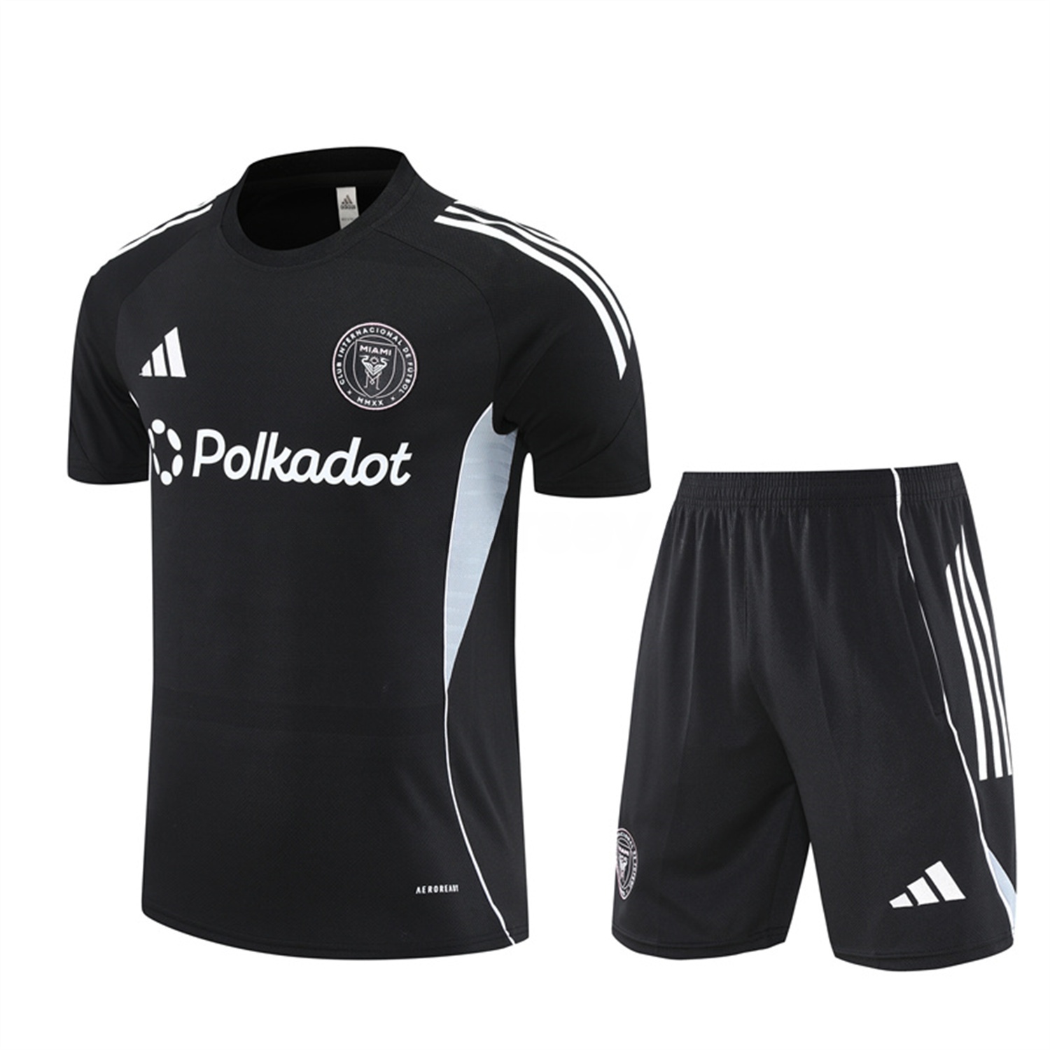 INT M.A.M 25-26 Short-Sleeve Training Set - Black Top and Shorts - ReplicasJersey