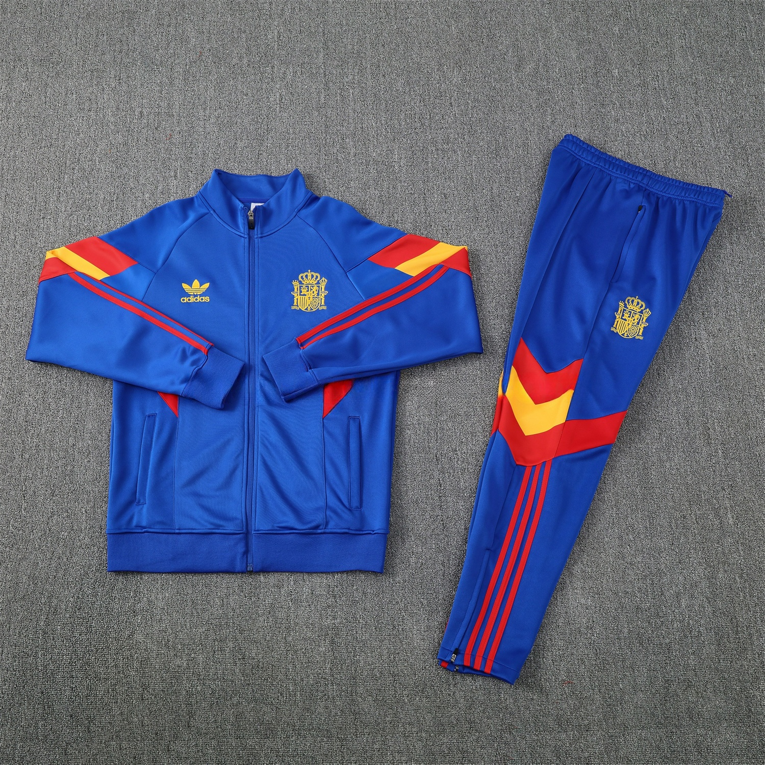 Spain 25-26 Jacket Training Tracksuit - Blue Jackets & Pants with Red and Yellow - ReplicasJersey