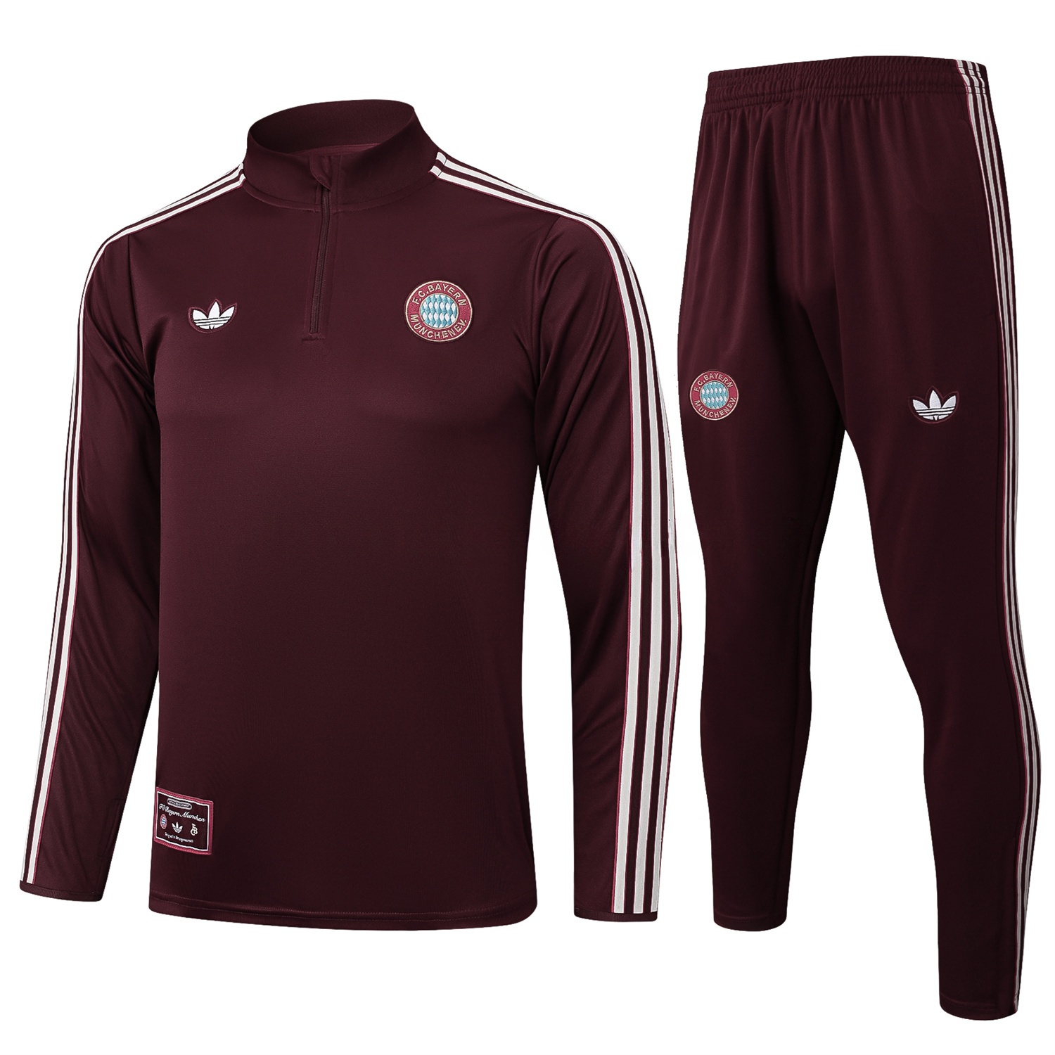 Bayern Munich 25-26 Throwback Trefoil Long Sleeves Training Set - Deep Red - ReplicasJersey