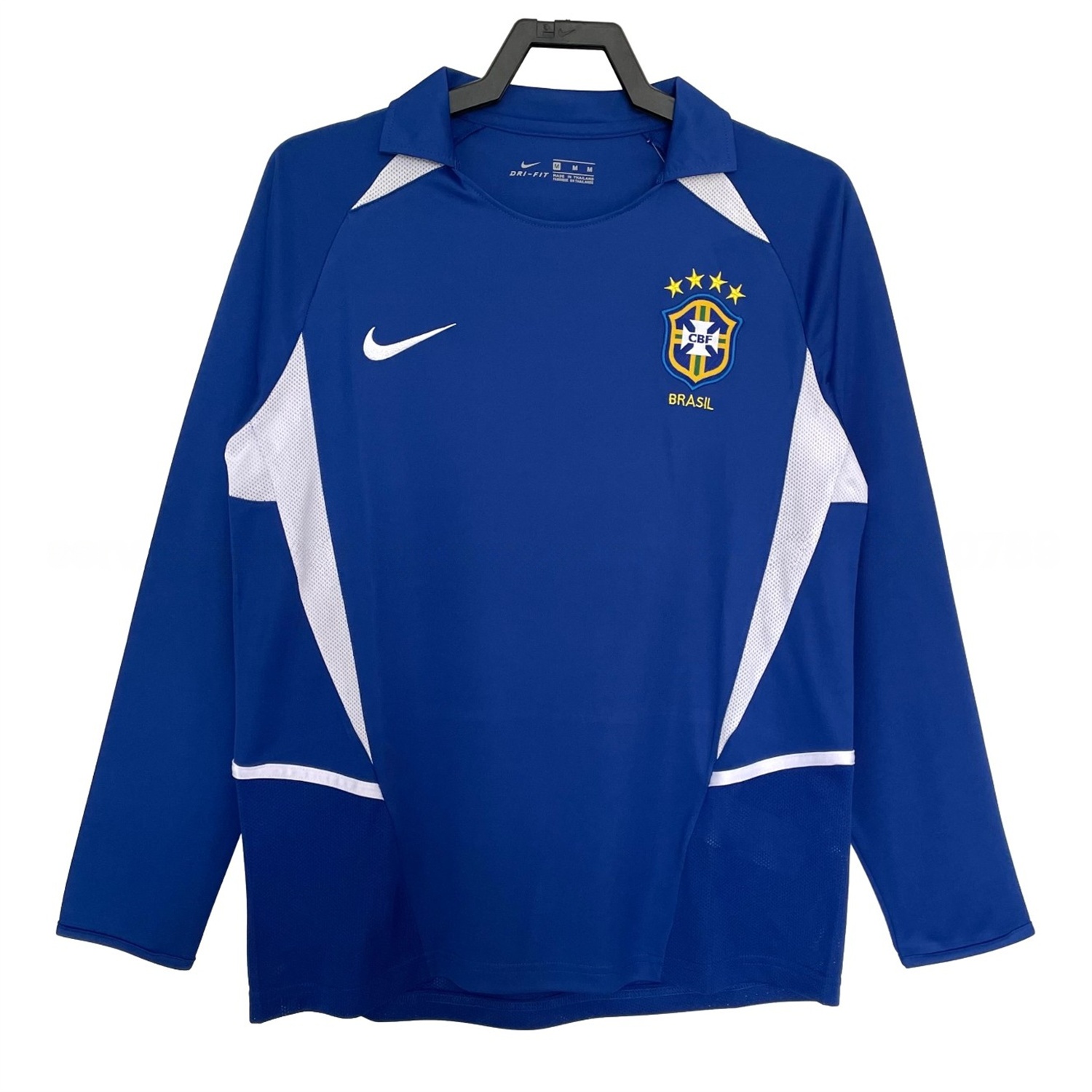 Retro Brazil 2002 Away Long Sleeves Jersey - ReplicasJersey