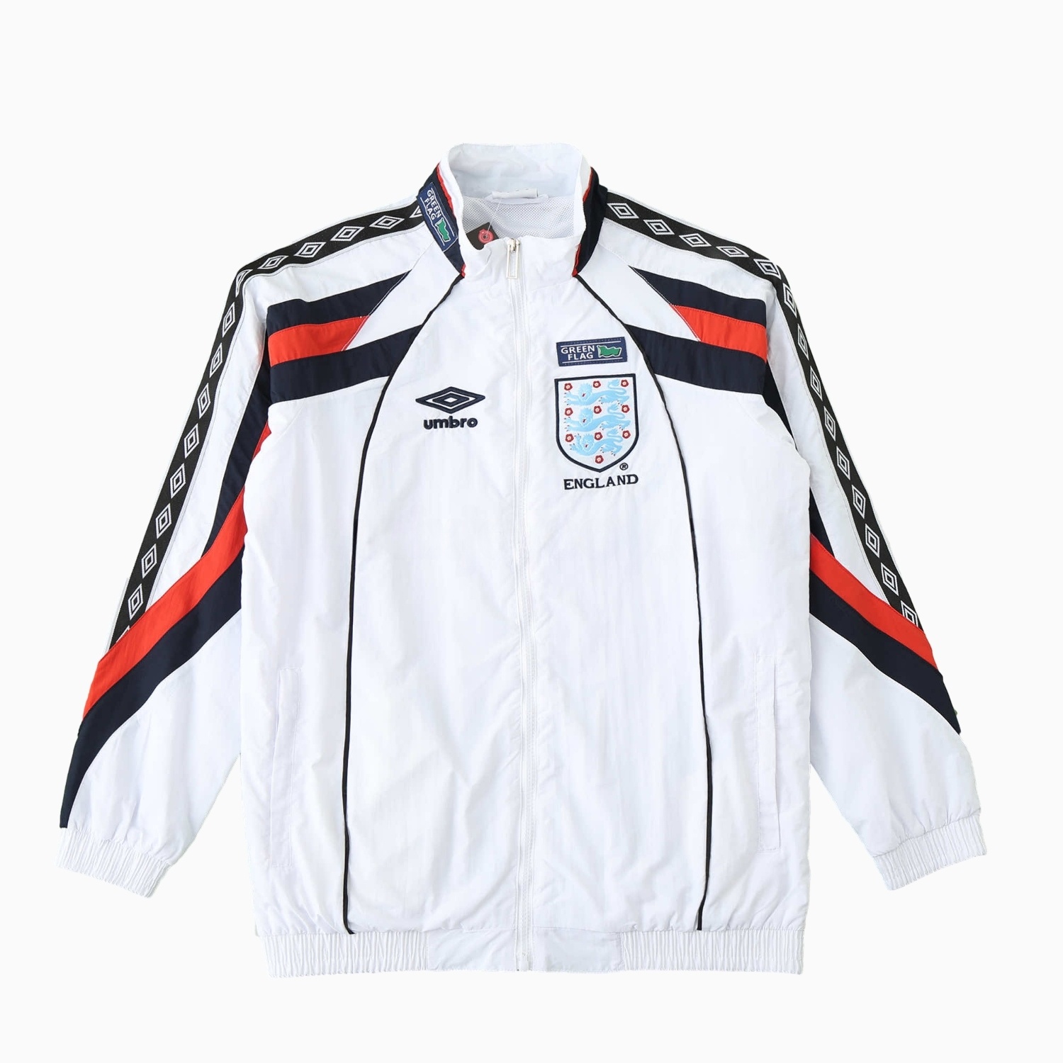Retro England 1998 White Windbreaker - ReplicasJersey