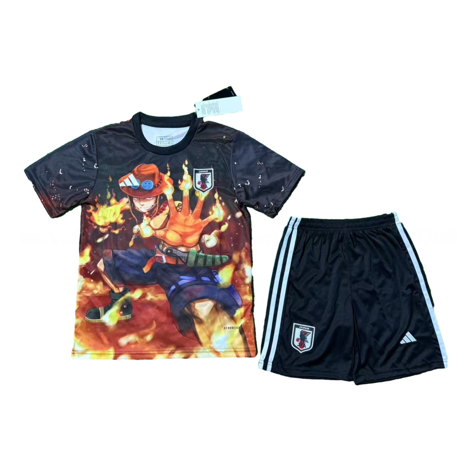 Japan 25-26 Fire Boy Ace Black Special Kids Kit - ReplicasJersey