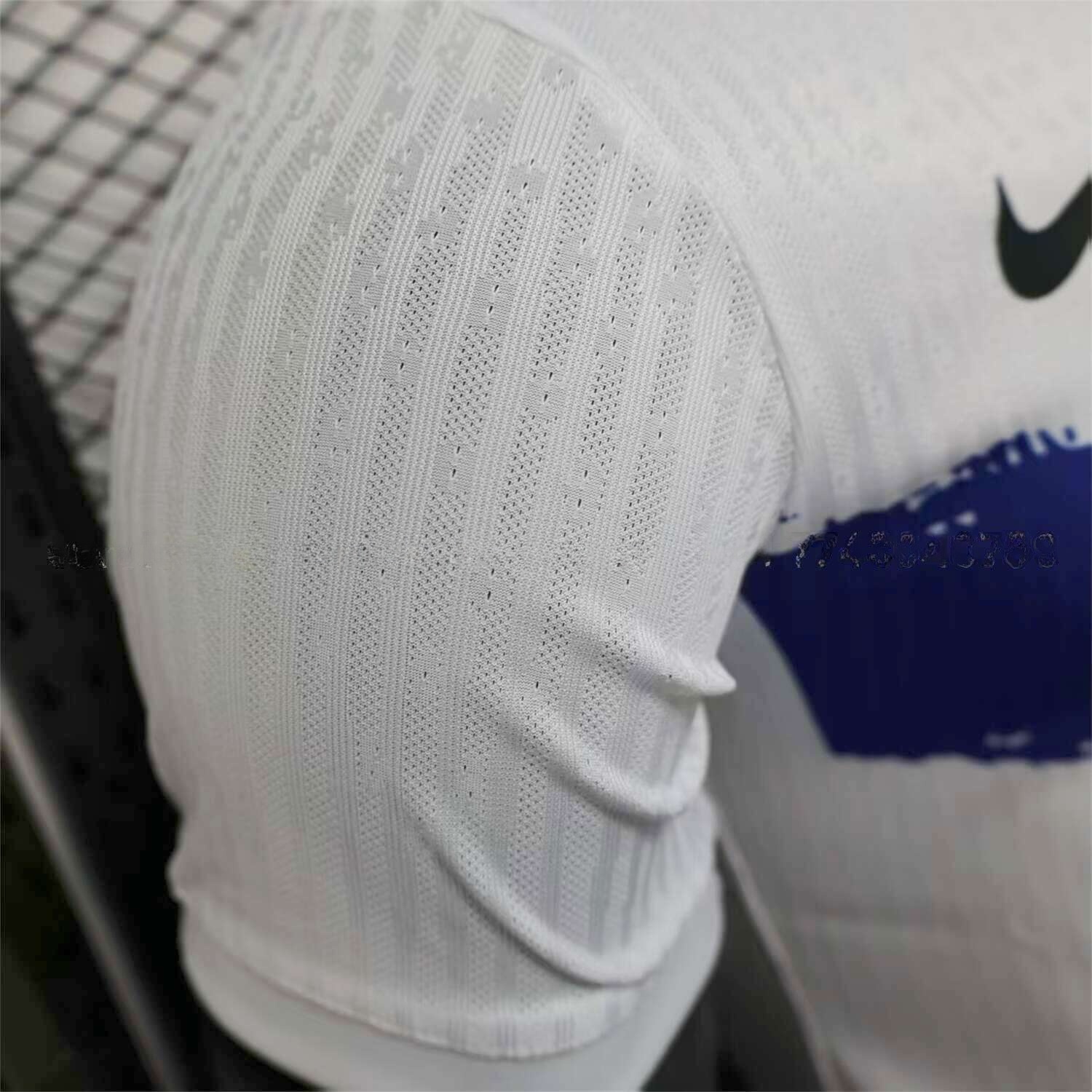 B.A.R.S.A 25-26 White Jersey with Red Blue Ink Horizontal Stripes Jersey - Player Version - ReplicasJersey