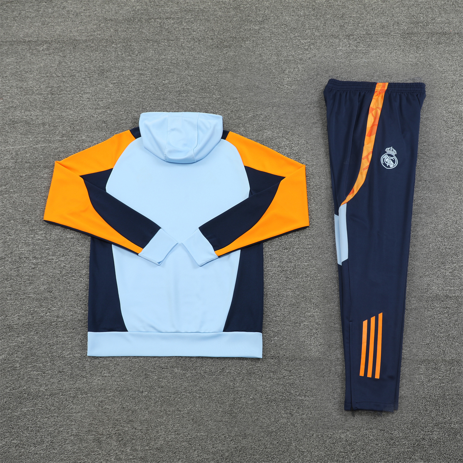 Real Madrid 24-25 Training Hoodie Set - Light Blue Hoodie and Deep Blue Pants - ReplicasJersey