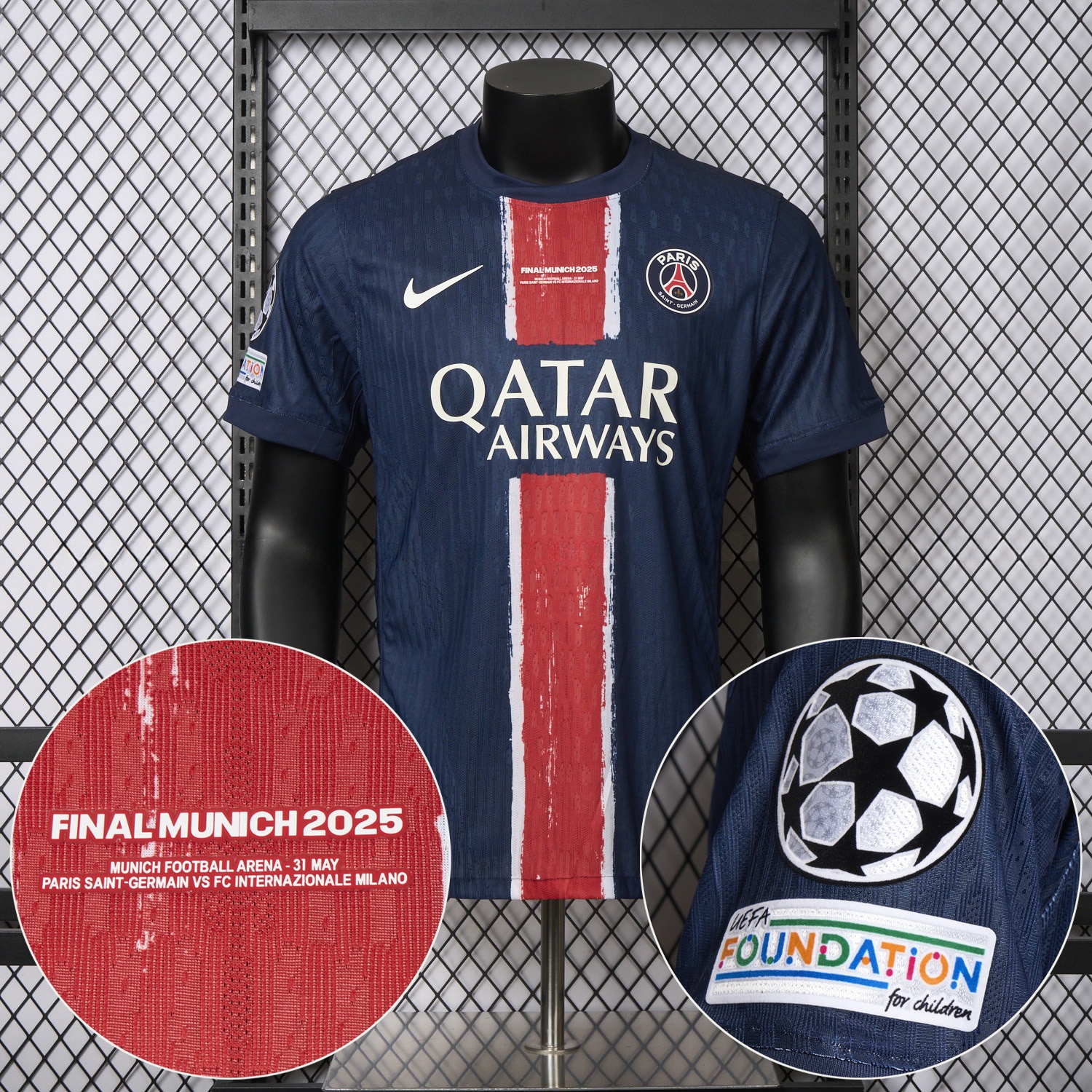 Paris Saint-Germain PSG 24-25 Home Champions League Final Jersey - Player Version - ReplicasJersey