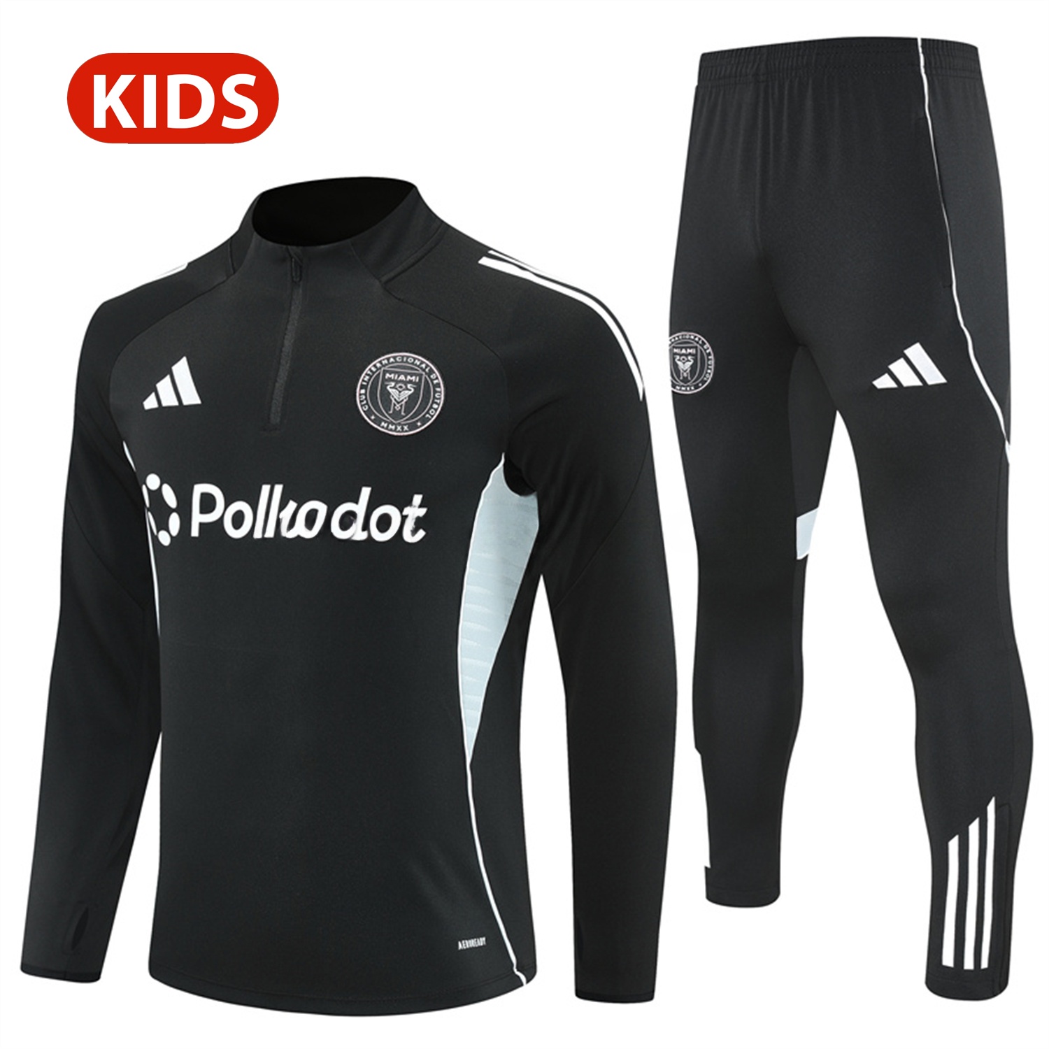 INT M.A.M 25-26 Kid Long Sleeves Training Set - Black Top & Black Pants - ReplicasJersey