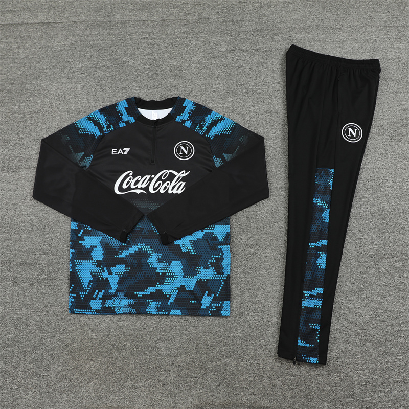 Napoli 24-25 Long Sleeve Training Set - Black Blue - ReplicasJersey
