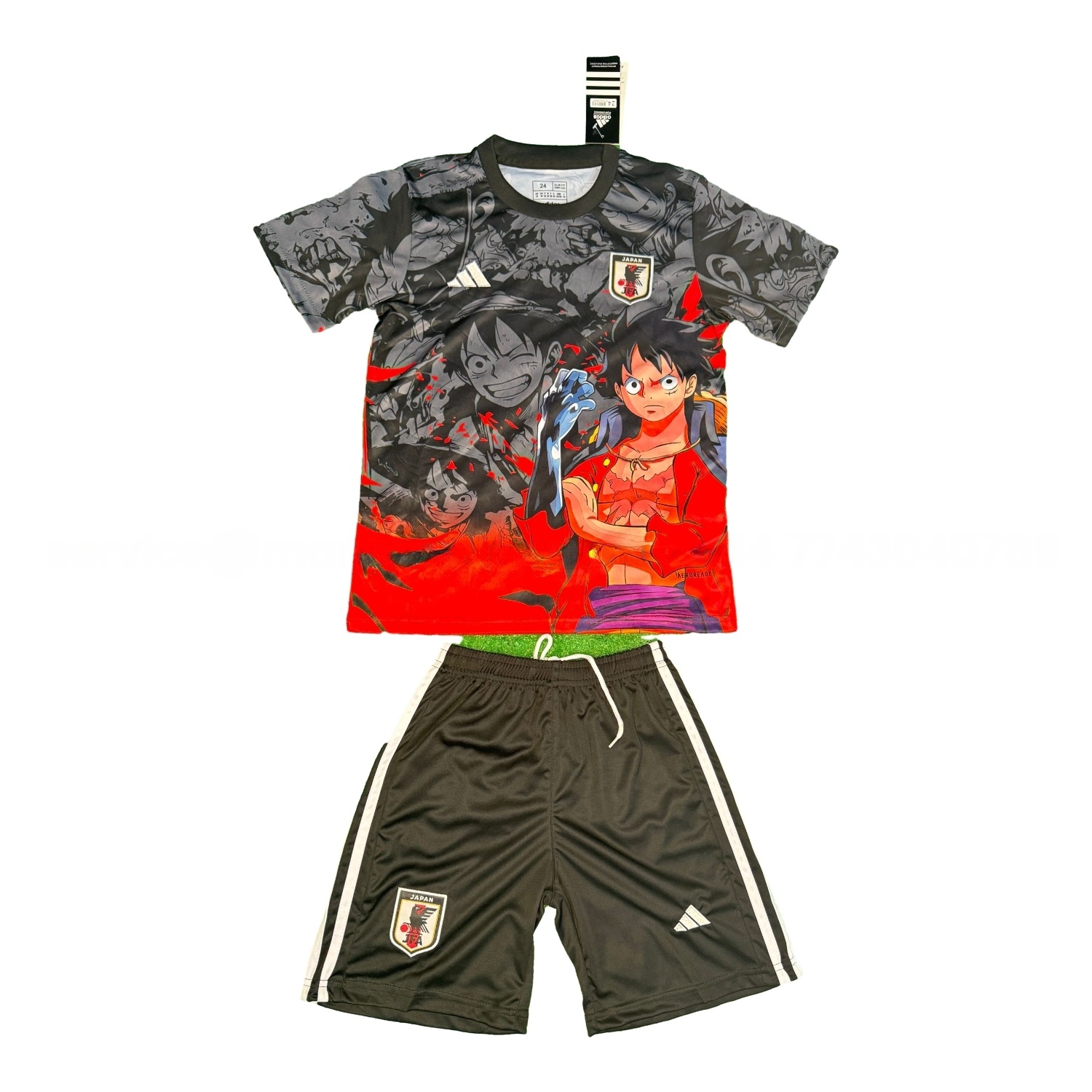 Japan 25-26 Luffy's Steel Arm Black & Red Special Kids Kit - ReplicasJersey