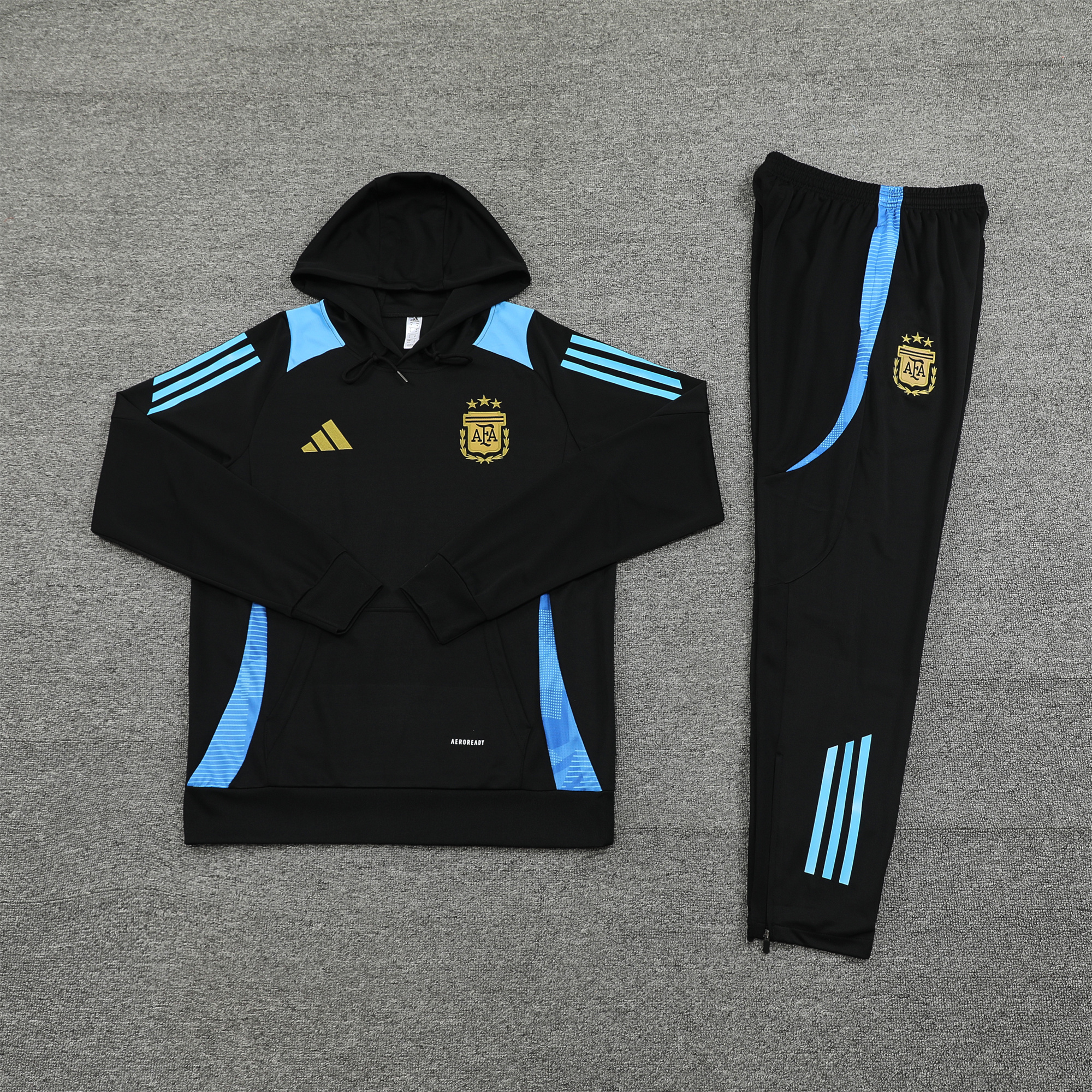 Argentina 24-25 Long Sleeve Training Set - Black Blue - ReplicasJersey