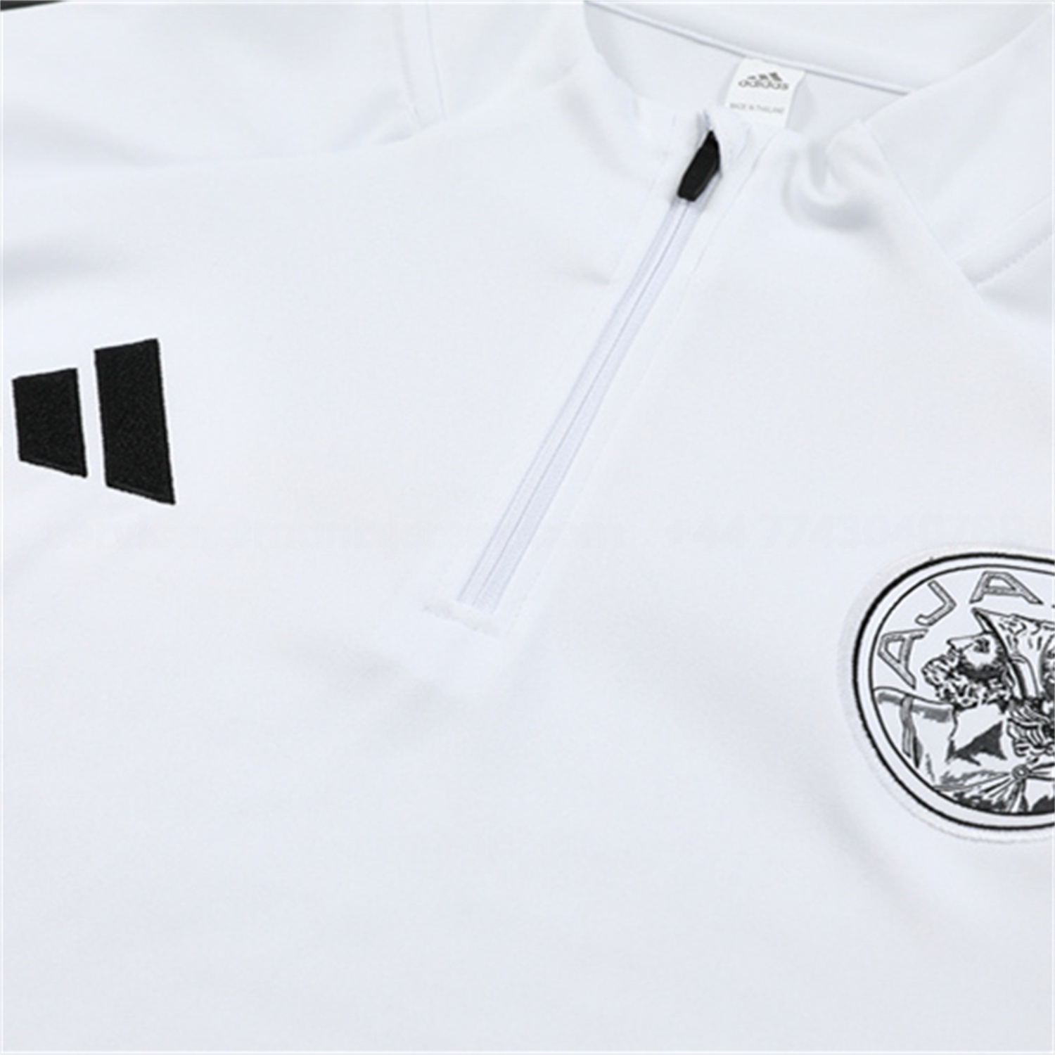 Ajax 25-26 Kids Long Sleeve Training Set - White Top and Black Pants - ReplicasJersey