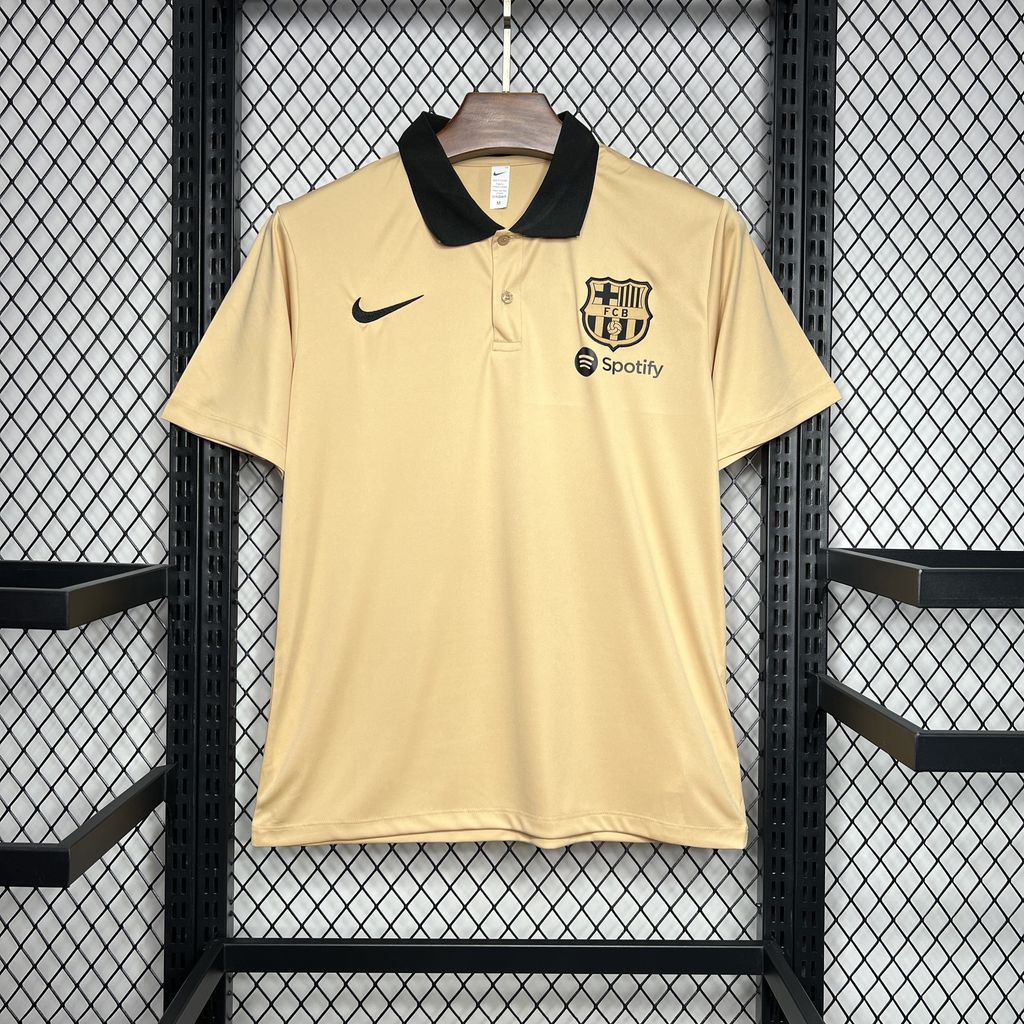 B.A.R.S.A 24-25 Gold Polo Shirt - Fans Version - ReplicasJersey