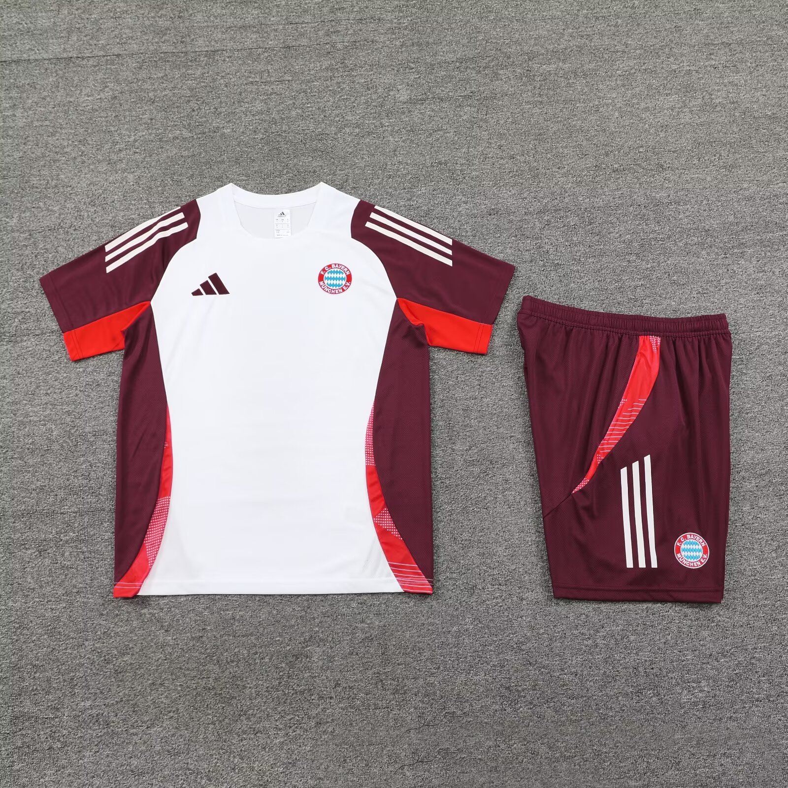 Bayern Munich 24-25 Short-Sleeve Training Kids Kit - Red Top and Red Shorts - ReplicasJersey