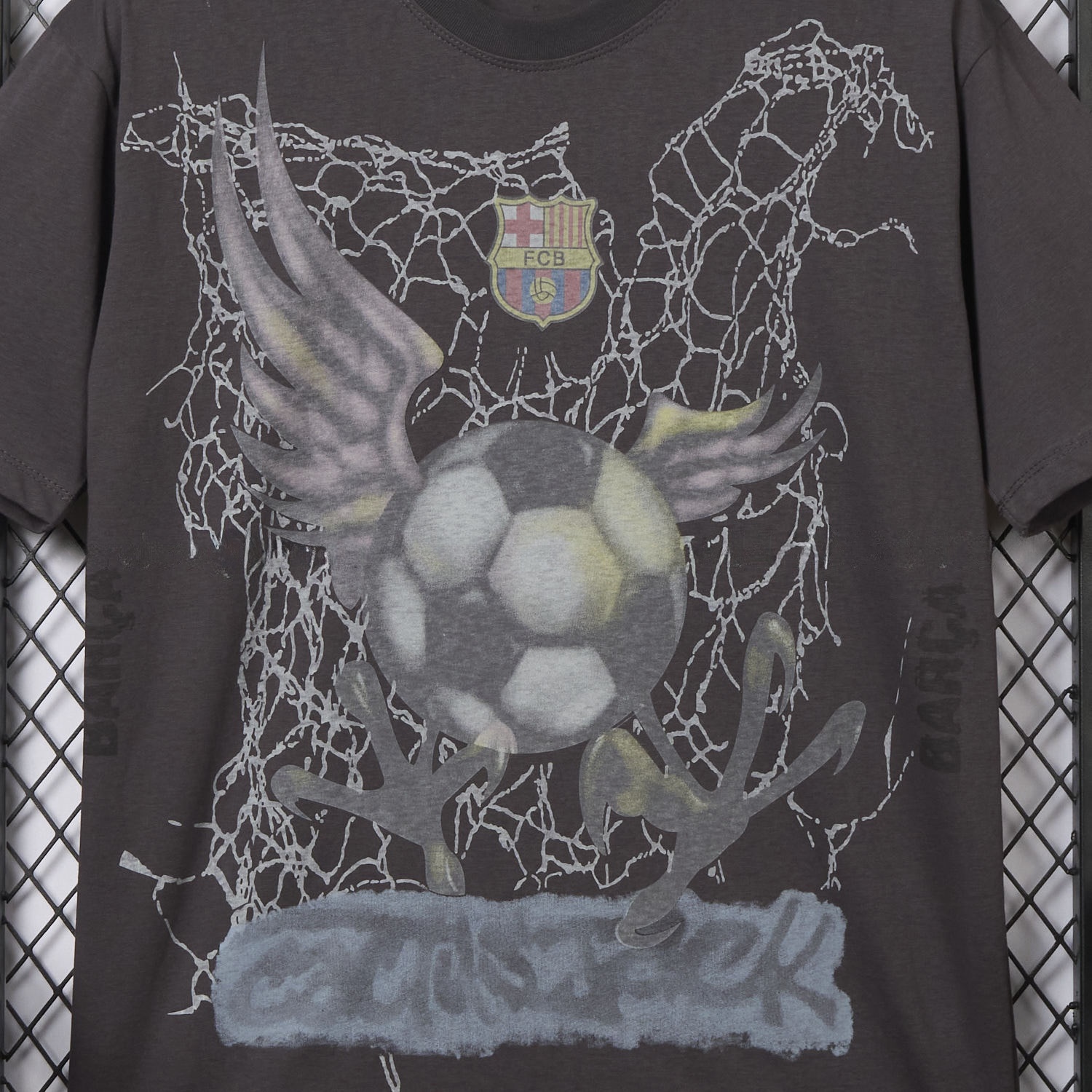B.A.R.S.A x Travis Scott 24-25 Football Eagle Pattern Dark Grey T-shirt - ReplicasJersey