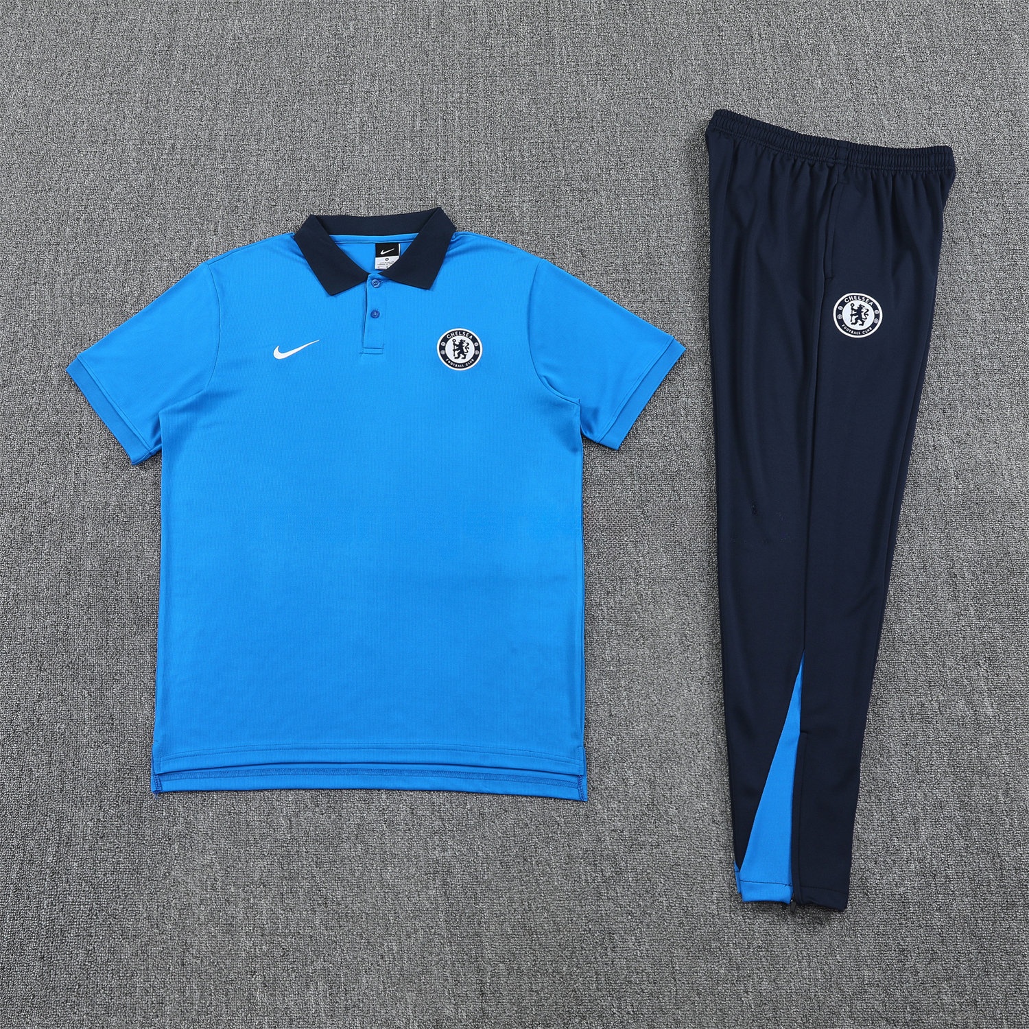 C.H.E.L.S.E.A 25-26 POLO Short-Sleeve Training Set - Blue Top and Deep Blue Pants - ReplicasJersey