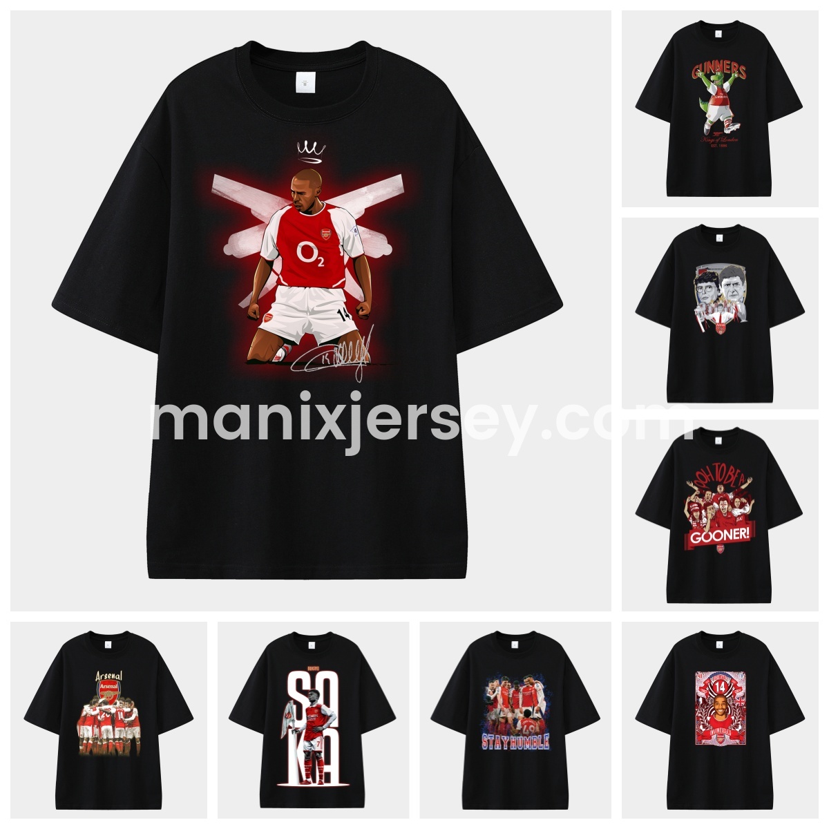 Arsenal Henry Wenger Saka Gunners Unisex Pure Cotton T-shirt - ReplicasJersey