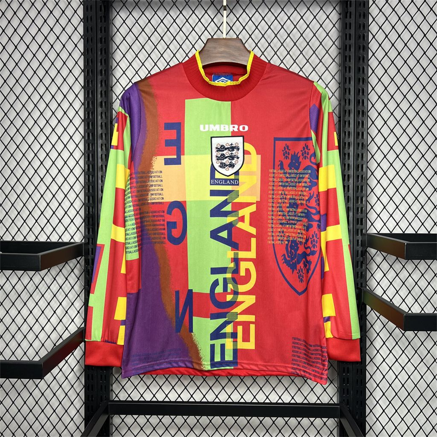 Retro England 1996 Red Goalkeeper Long Sleeve Jersey - ReplicasJersey