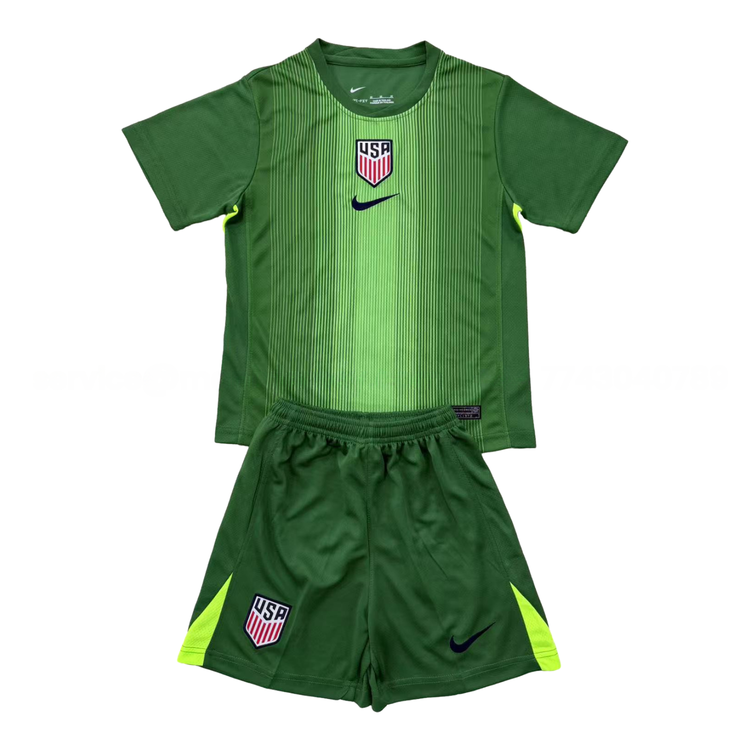 United States USA 25-26 Green Goalkeeper Men's Adult Jersey Set - Fans Version - ReplicasJersey