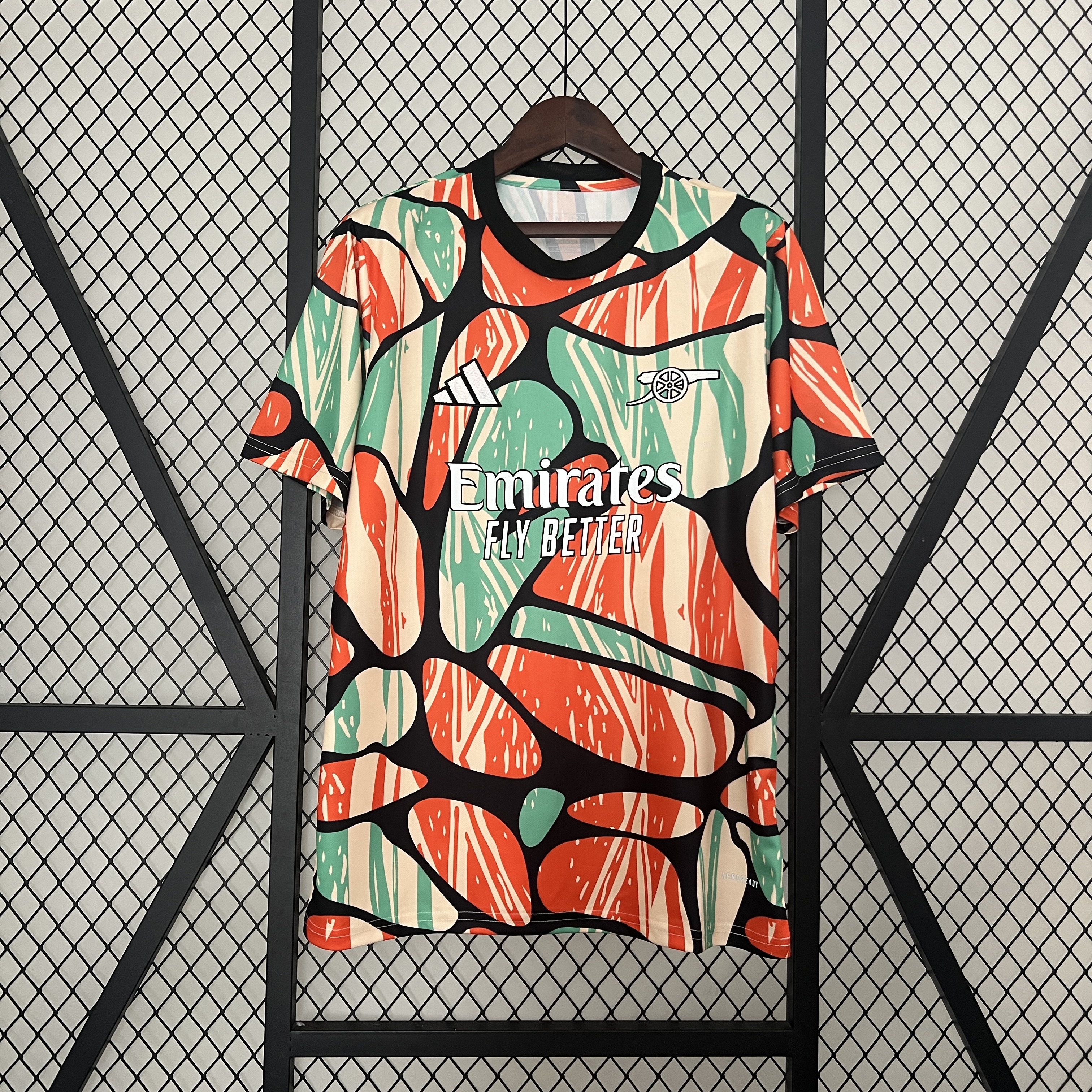 Arsenal 24-25 Red Green Pre-match Jersey - Fans Version - ReplicasJersey