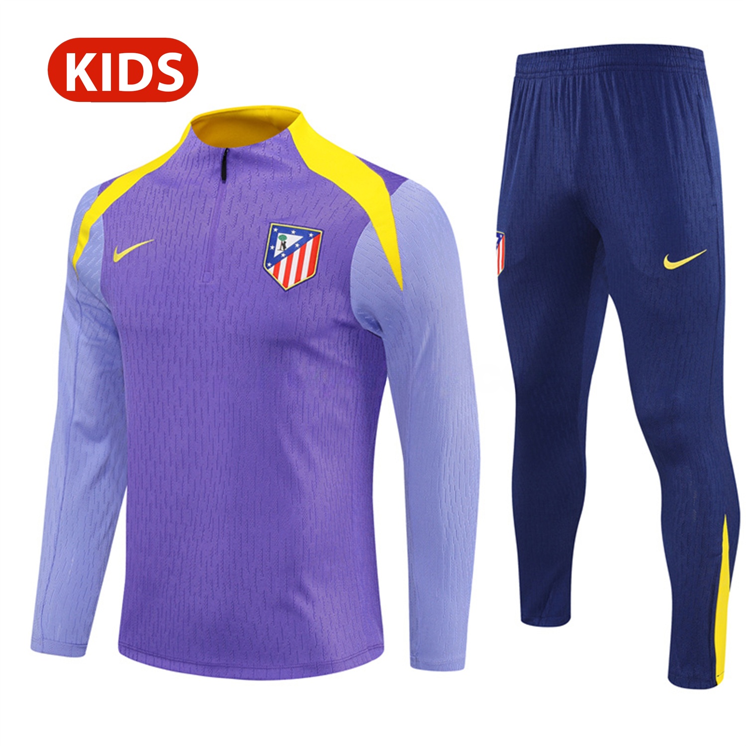 Atletico Madrid 25-26 Kid Long Sleeves Training Set - Purple Top & Purple Pants - ReplicasJersey