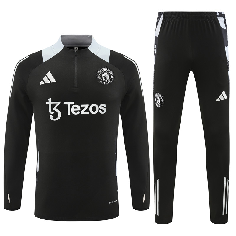 Manchester United 24-25 Kids Long Sleeve Training Set - Black - ReplicasJersey