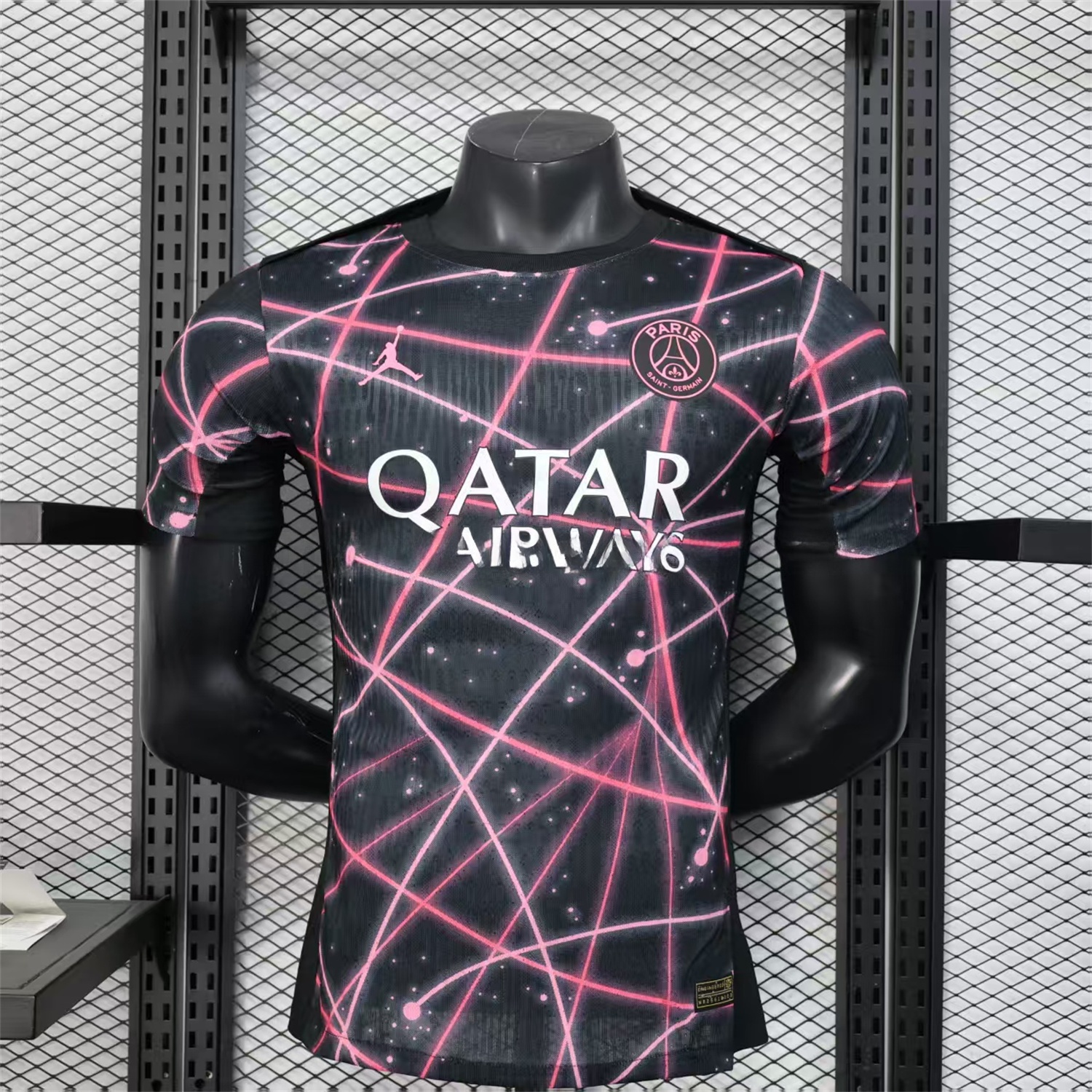 Paris Saint-Germain PSG 25-26 Pink Lines Jordan Black Special Jersey - Player Version - ReplicasJersey