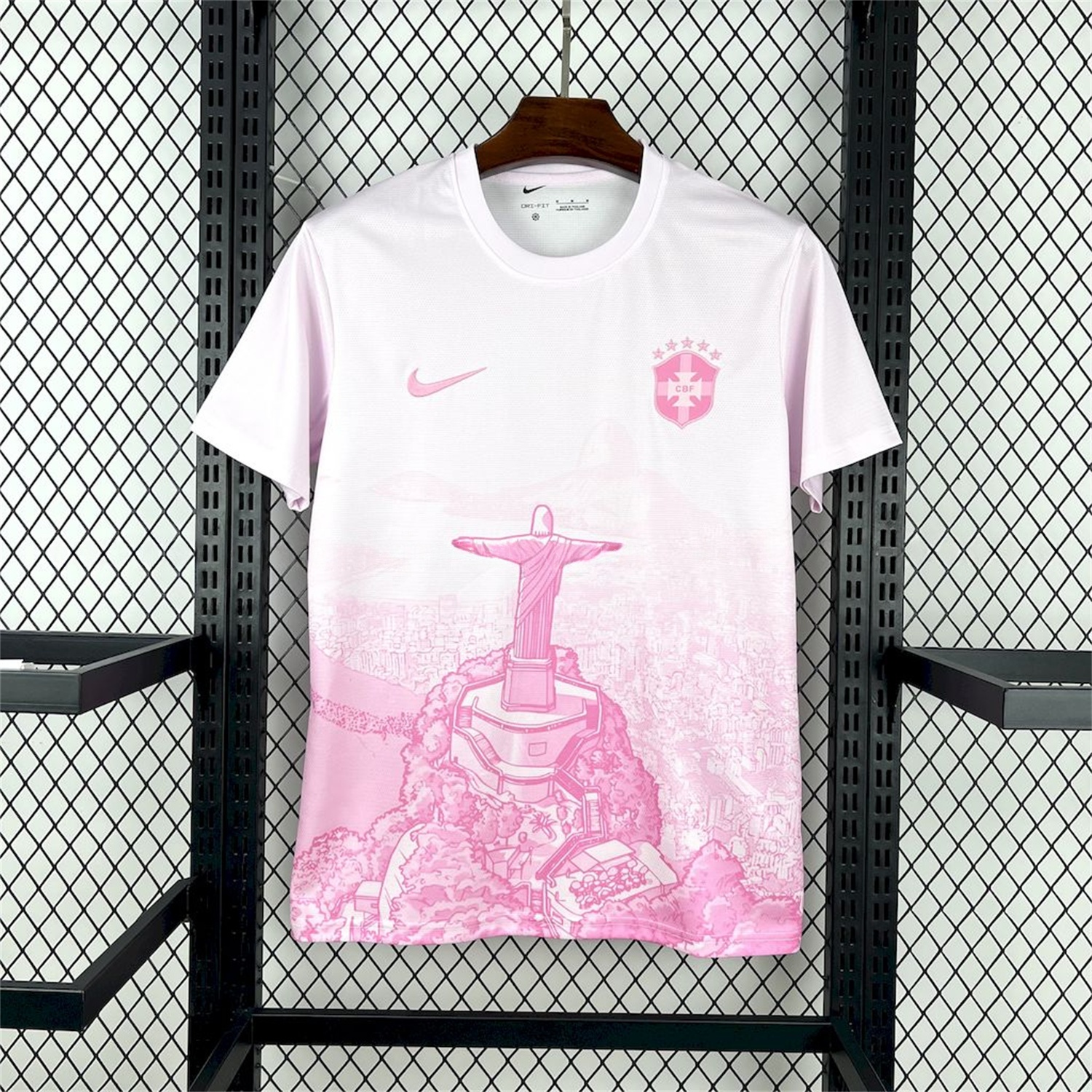 Brazil 25-26 Pink White Jesus Statue Special Jersey - Fans Version - ReplicasJersey