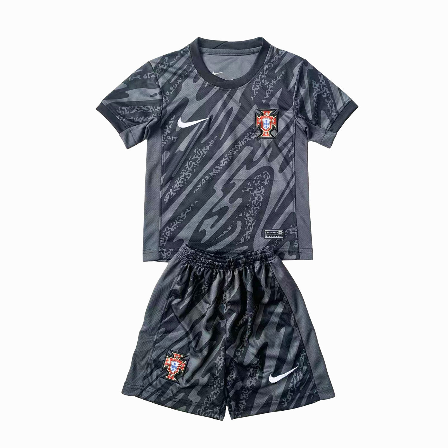 Portugal 2024 Goalkeeper Kids Kit - Black - ReplicasJersey