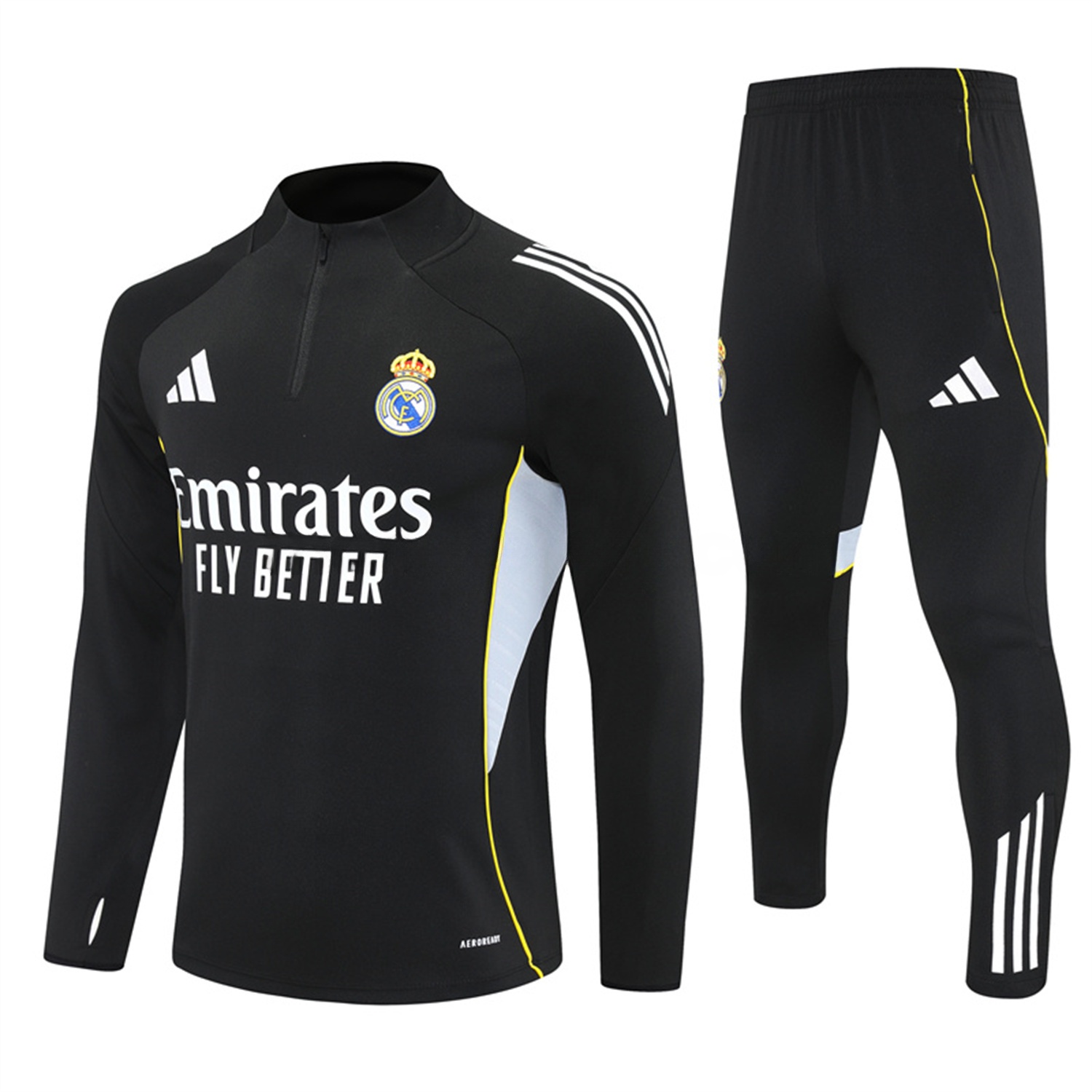 Real Madrid 25-26 Long Sleeves Training Set - Black Top & Black Pants - ReplicasJersey