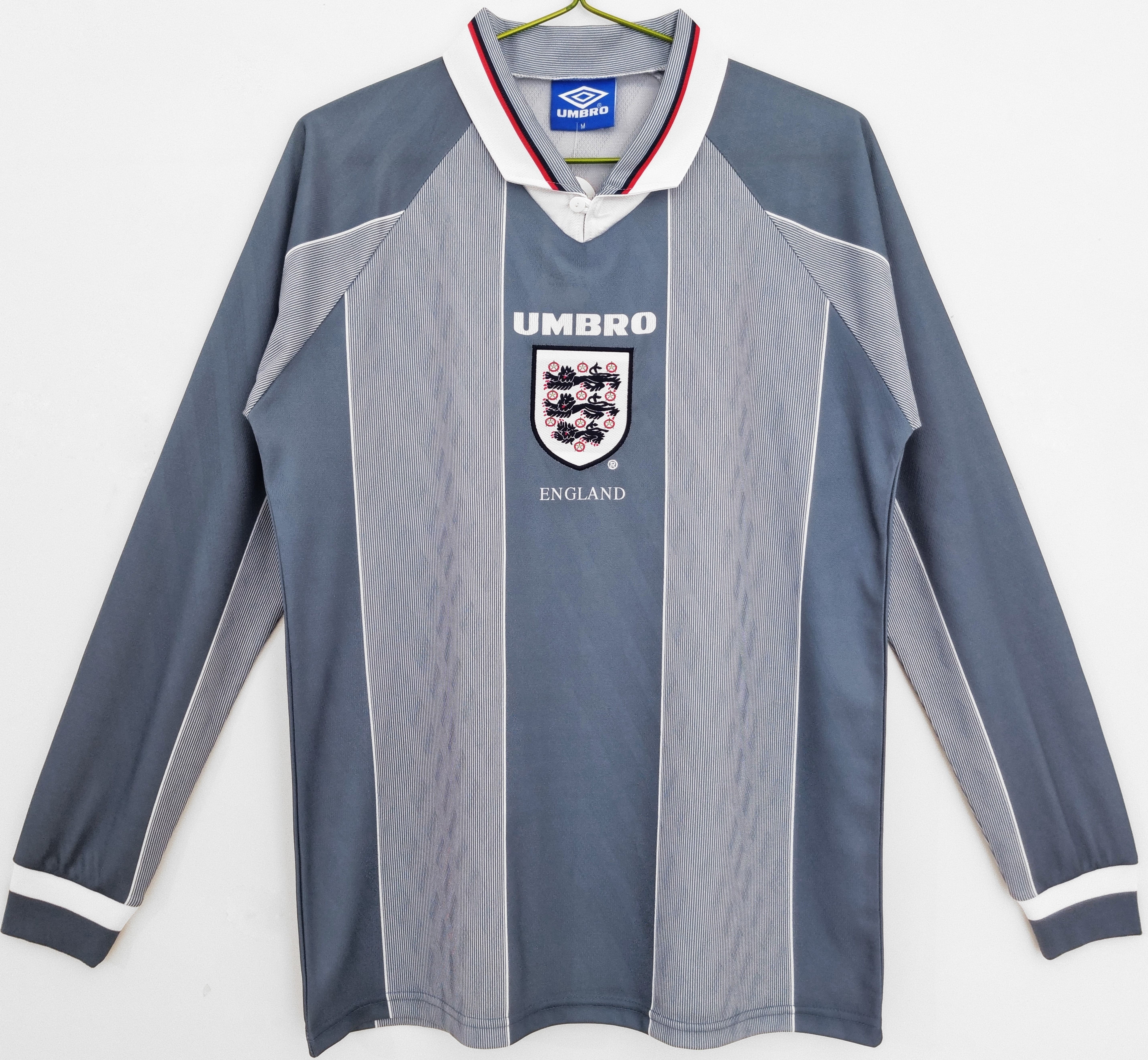 Retro England 1996 Away Stadium Long Sleeve Jersey - ReplicasJersey
