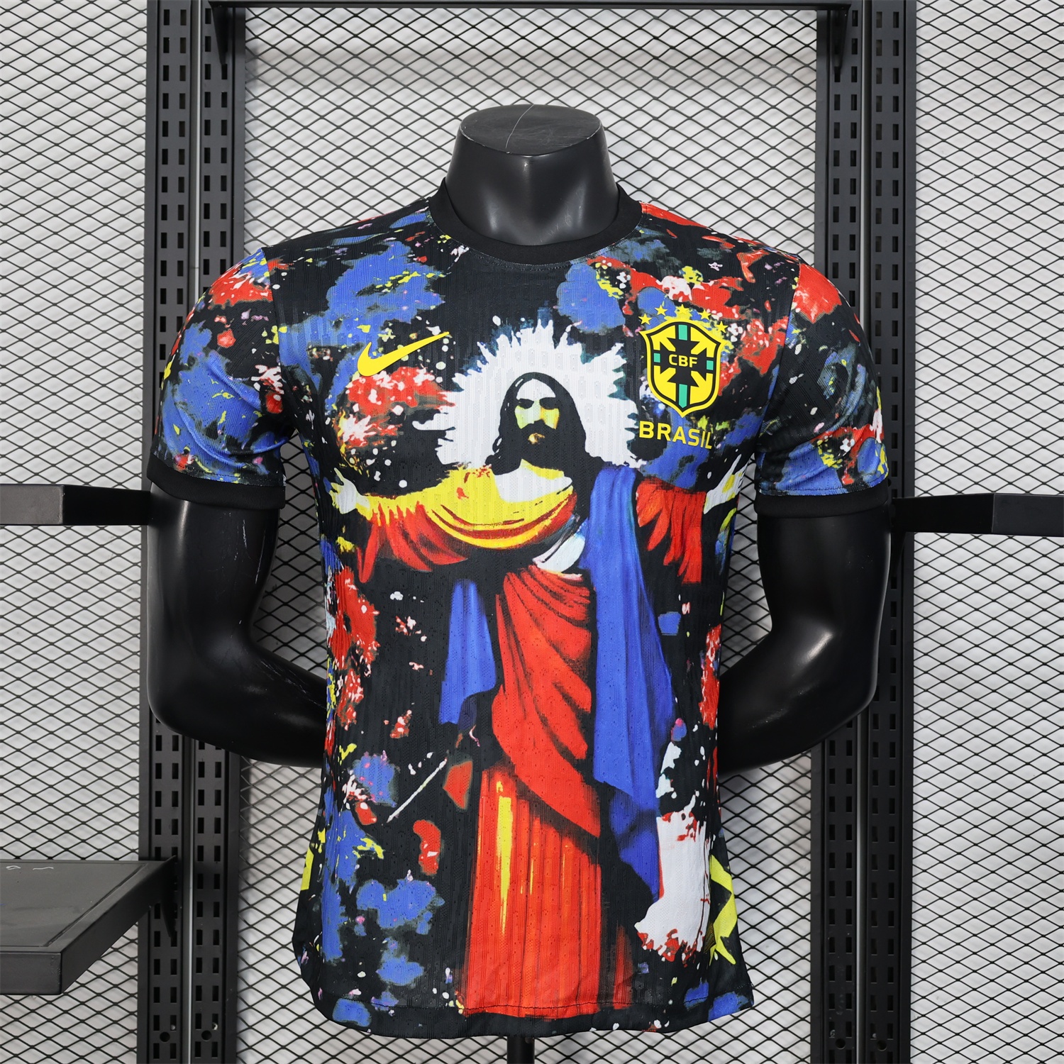Brazil 25-26 Colorful Jesus Statue Special Colorful Graffiti Jersey - Player Version - ReplicasJersey