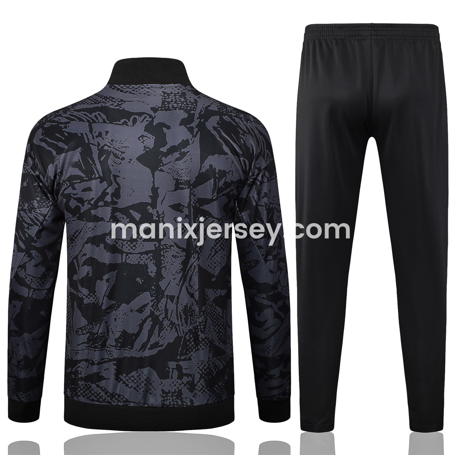 Corinthians 25-26 Jacket Training Tracksuit - Black and Gray Pattern Jackets & Black Pants - ReplicasJersey