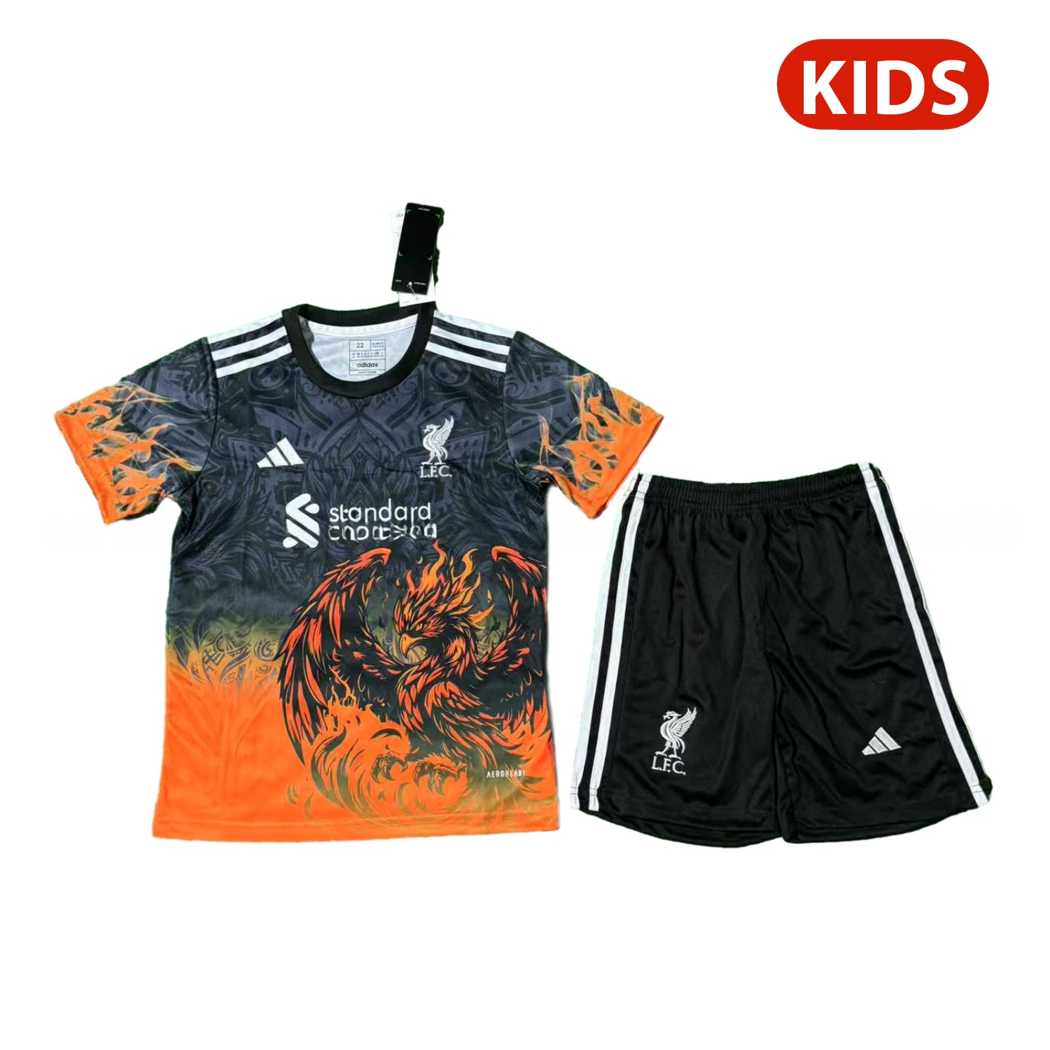 Liver.pool 25-26 Orange Liver.pool Bird Black Special Kids Kit - ReplicasJersey