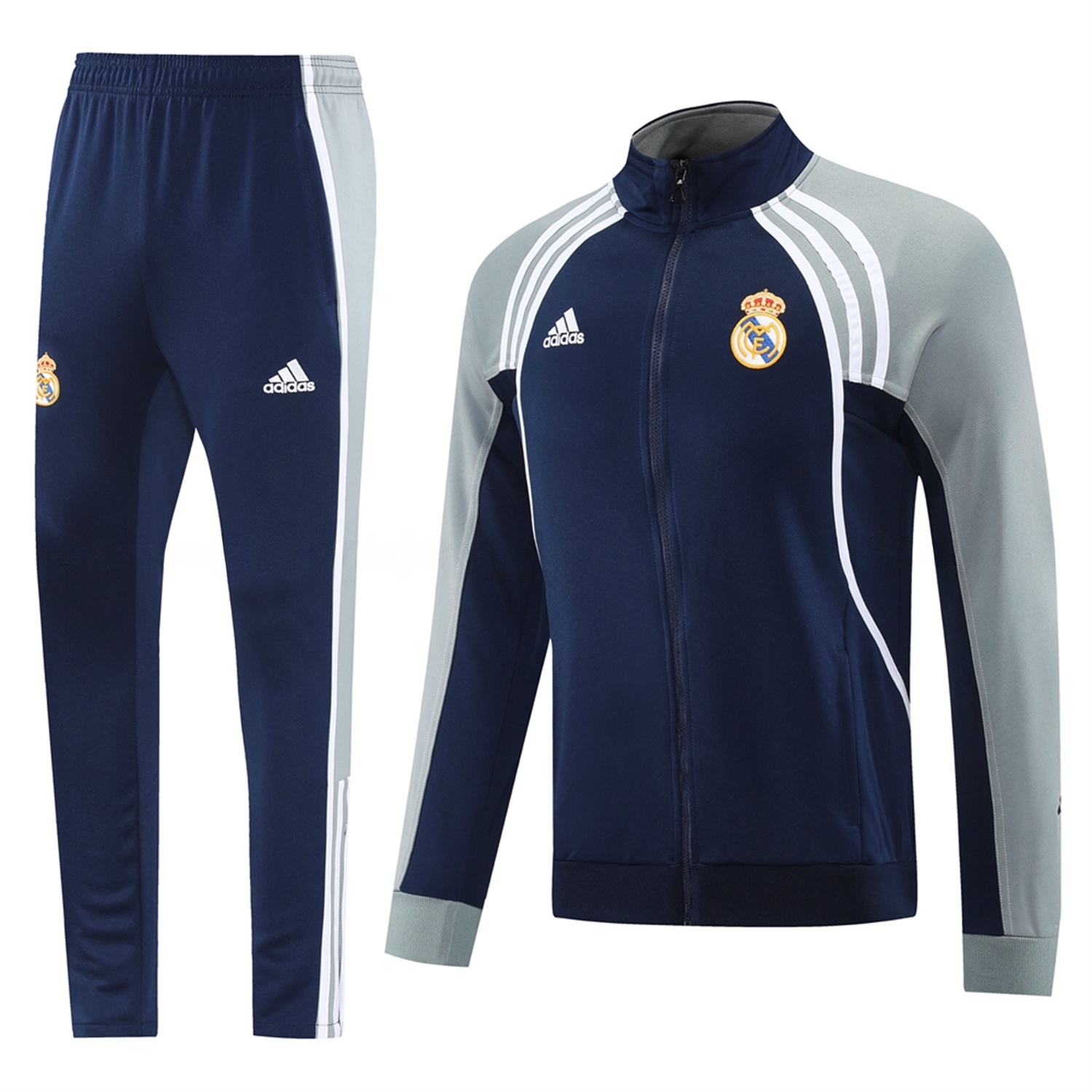 Real Madrid 25-26 Jacket Training Tracksuit - Blue Grey Jackets & Pants - ReplicasJersey