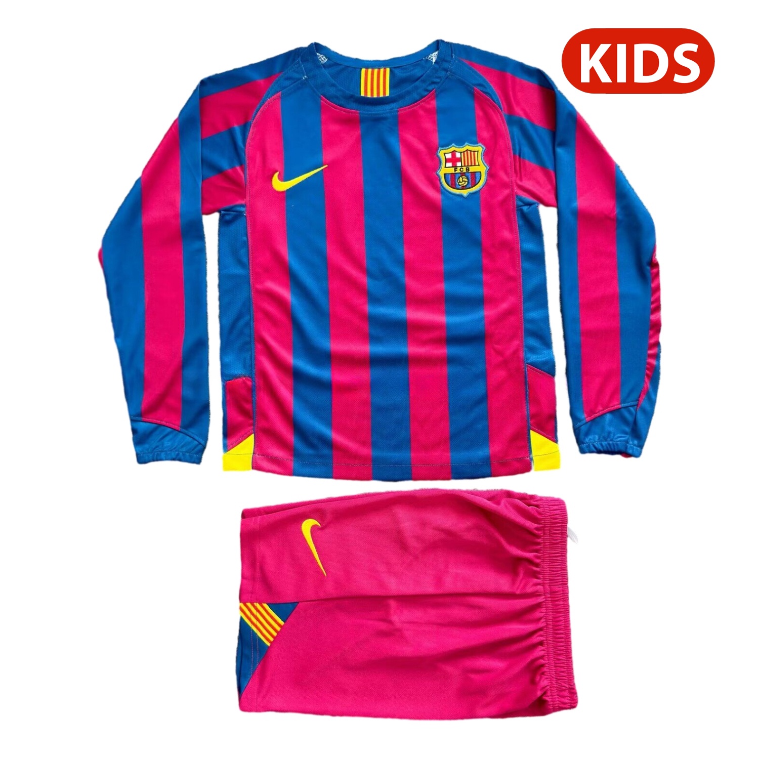 Retro B.A.R.S.A 06-07 Home Long Sleeve Kids Kit - ReplicasJersey