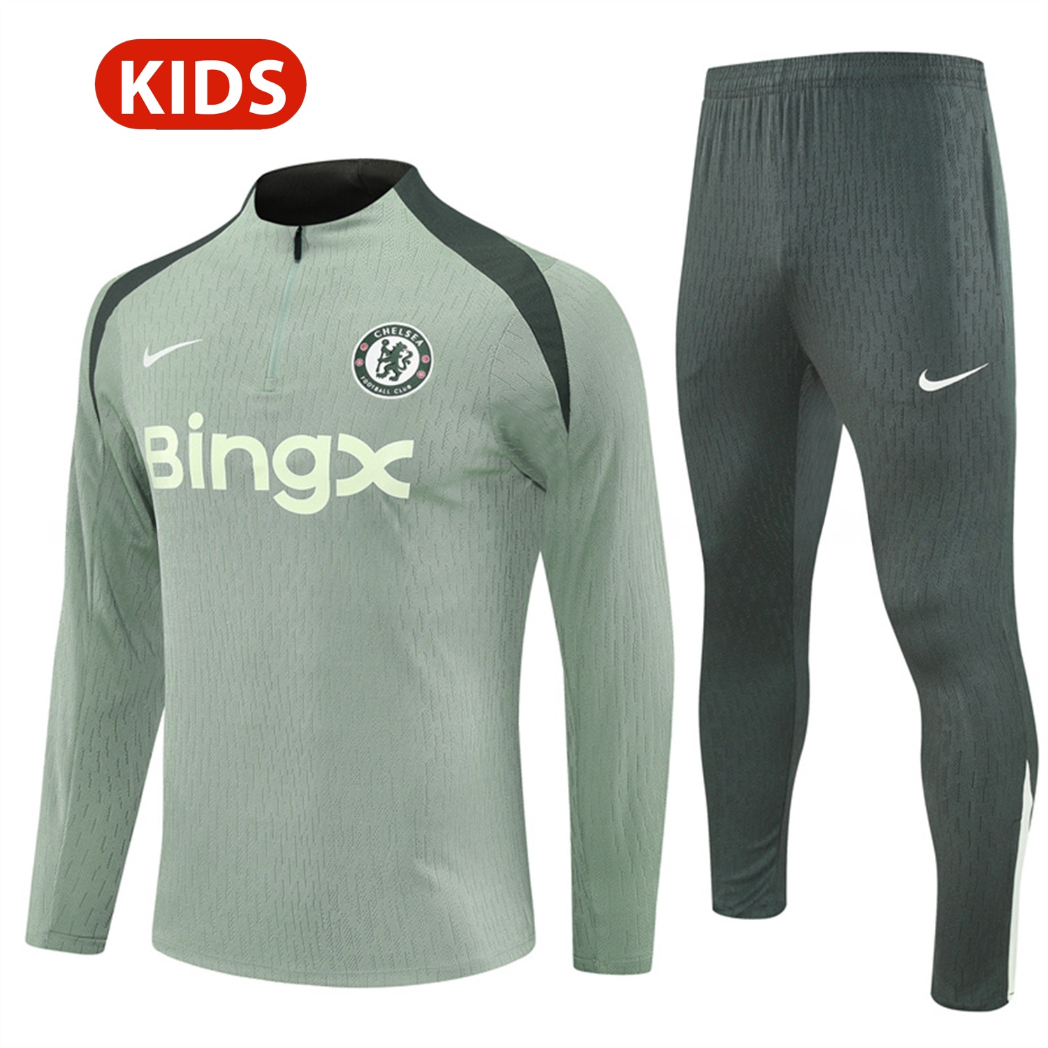 C.H.E.L.S.E.A 25-26 Kids Long Sleeve Training Set - Player Version - Light Green Top and Pants - ReplicasJersey