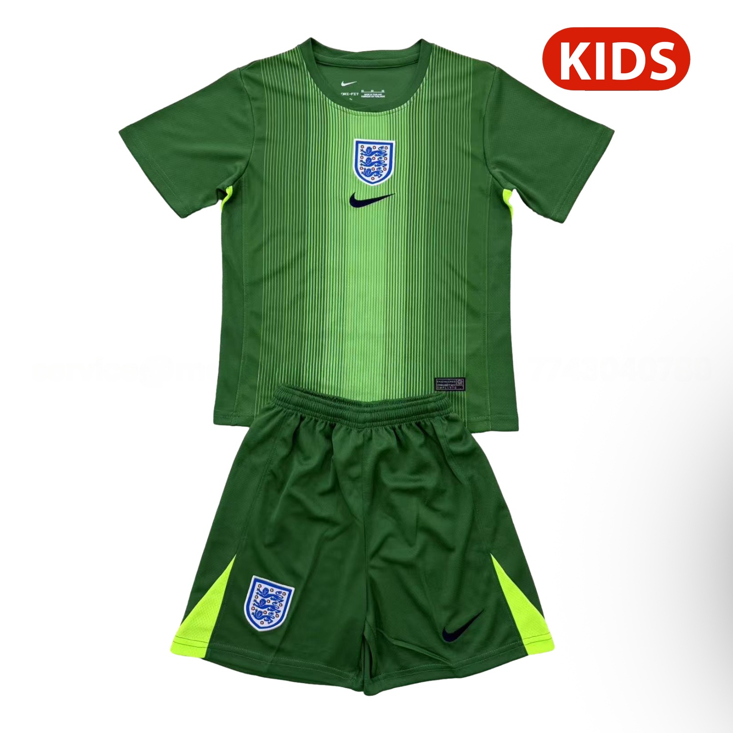 England 25-26 Green Goalkeeper Kids Kit - ReplicasJersey
