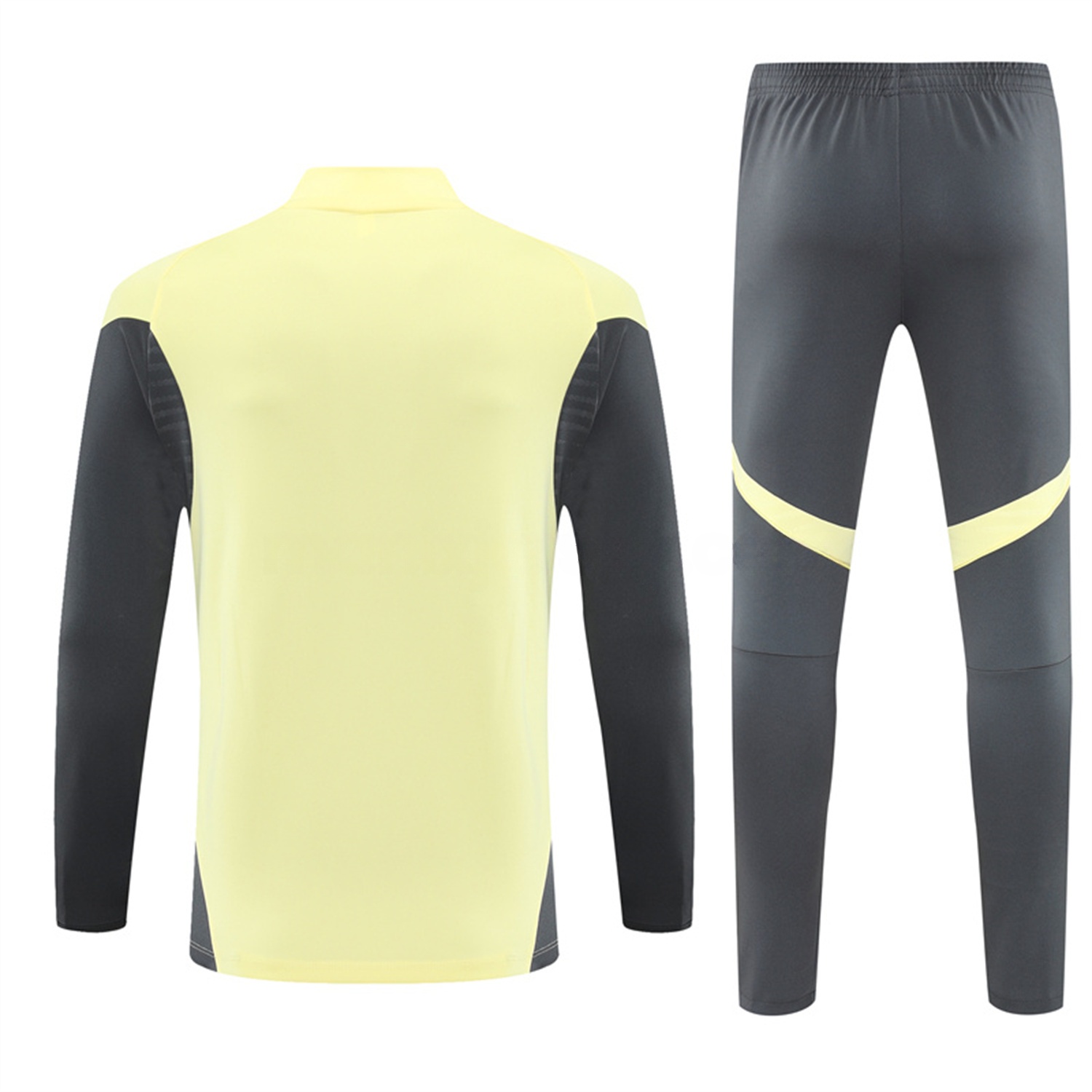 Real Madrid 25-26 Kid Long Sleeves Training Set - Yellow Top & Gray Pants - ReplicasJersey