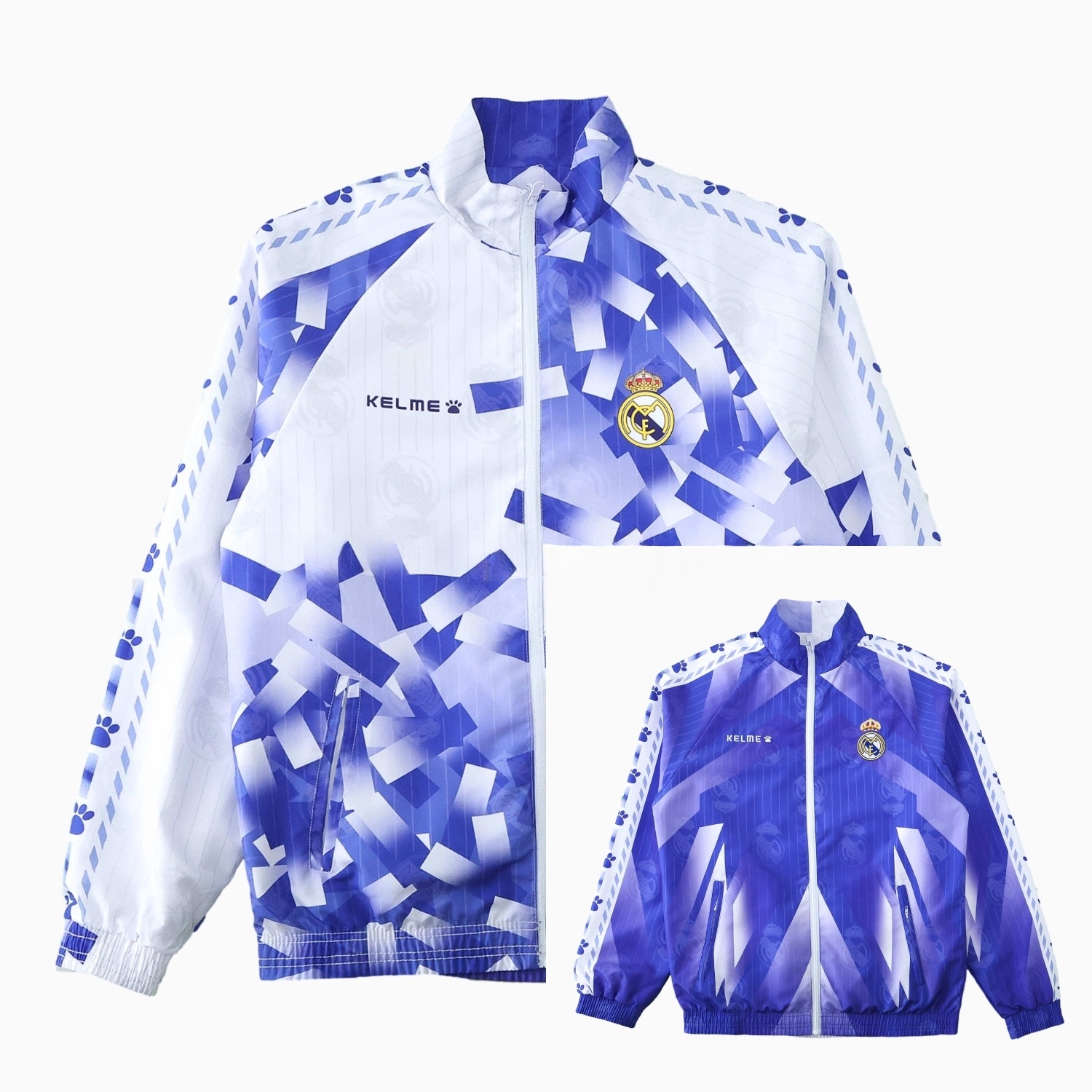 Retro Real Madrid 1996-97 Double Sided Reversible Windbreaker - Blue & Green - ReplicasJersey