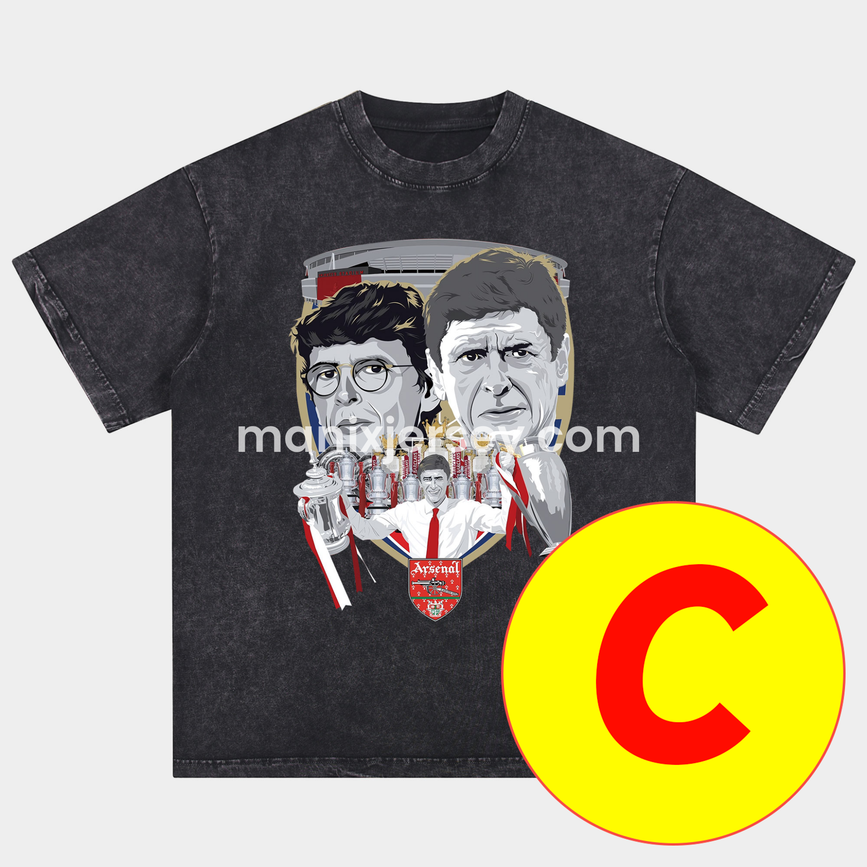 Arsenal Henry Wenger Saka Gunners Oversized Washed T-Shirt - ReplicasJersey