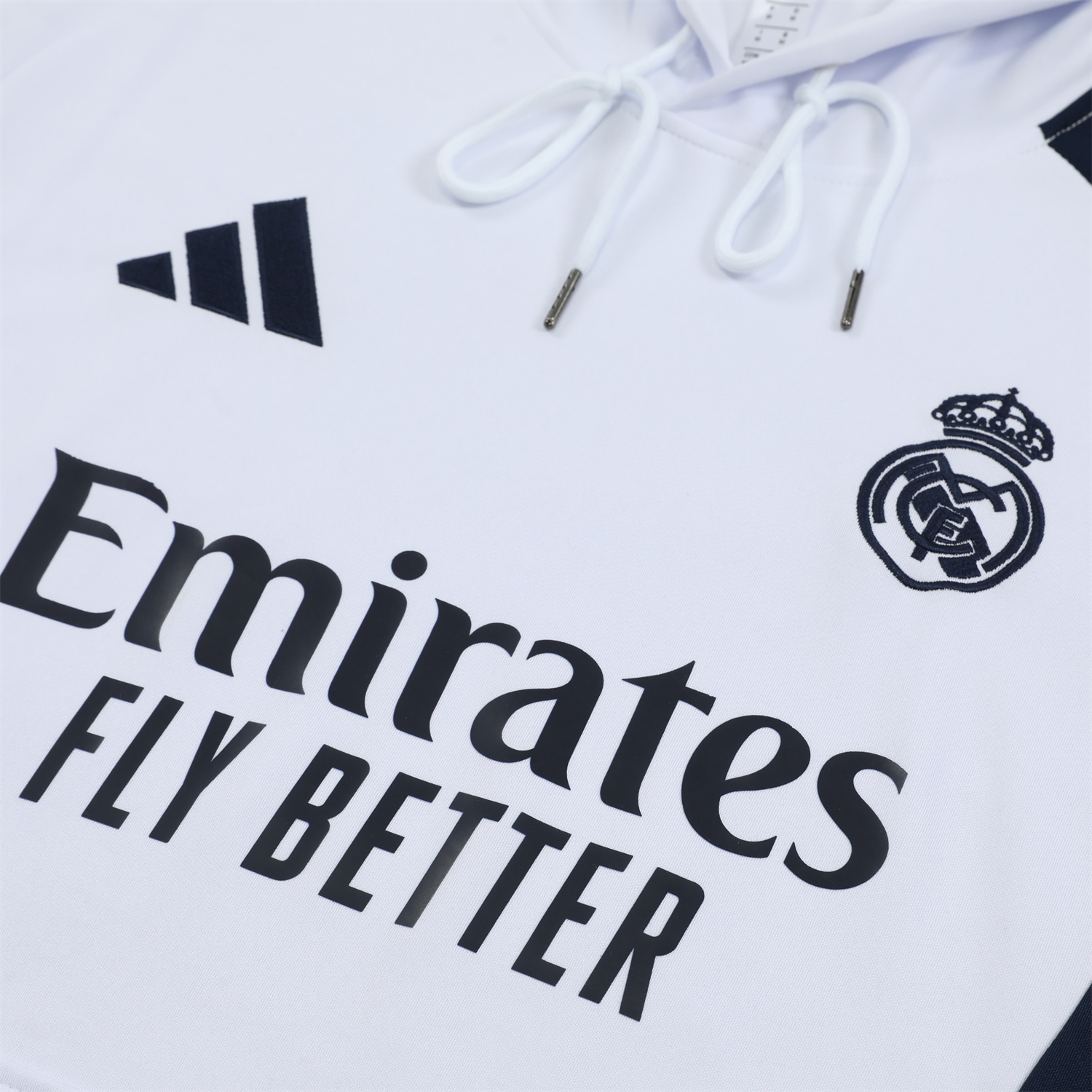 Real Madrid 24-25 Training Hoodie Set - White Hoodie and Deep Blue Pants - ReplicasJersey